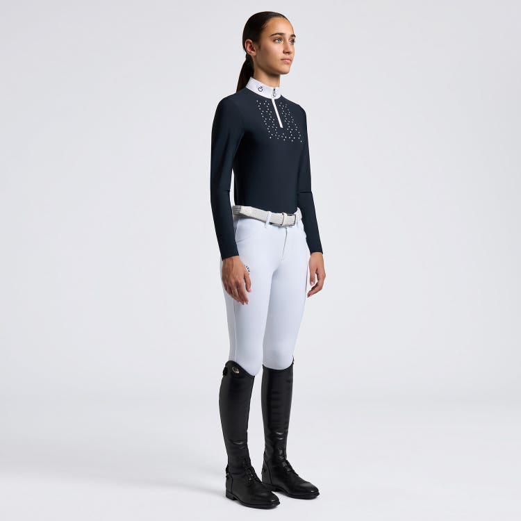 Cavalleria Toscana Girls' Long-Sleeve Zip Competition Shirt