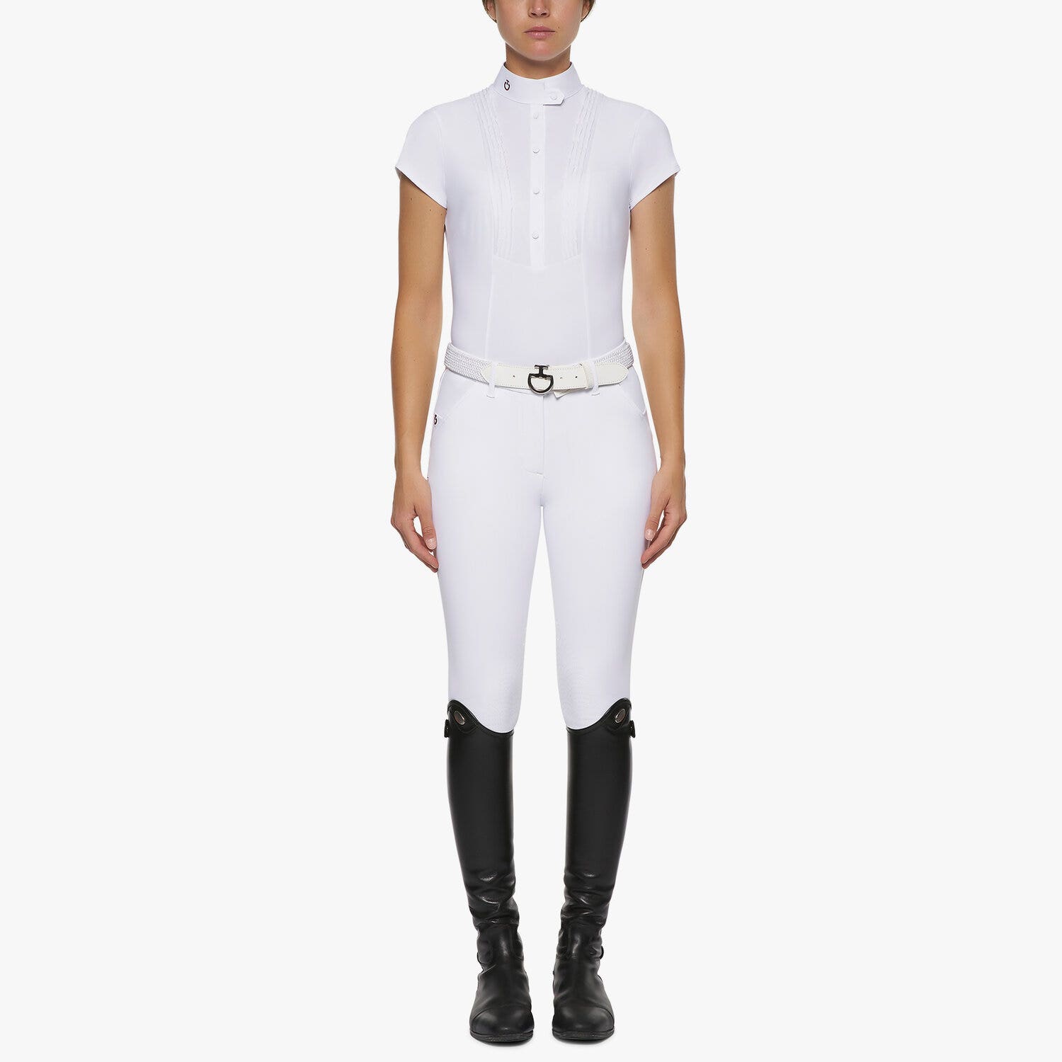 Cavalleria Toscana Women`s short-sleeved competition shirt WHITE-1