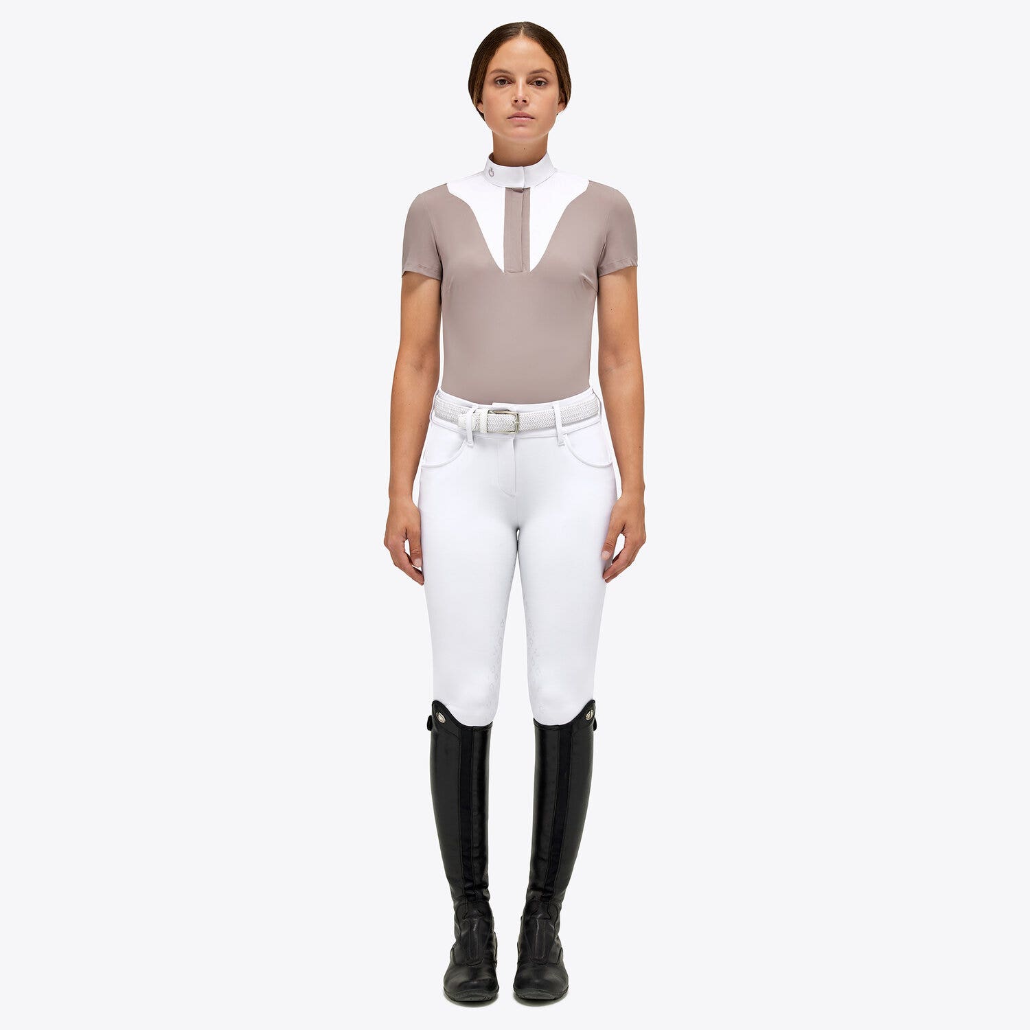 Cavalleria Toscana Woman’s jersey shirt with a bib insert CIPRIA-1