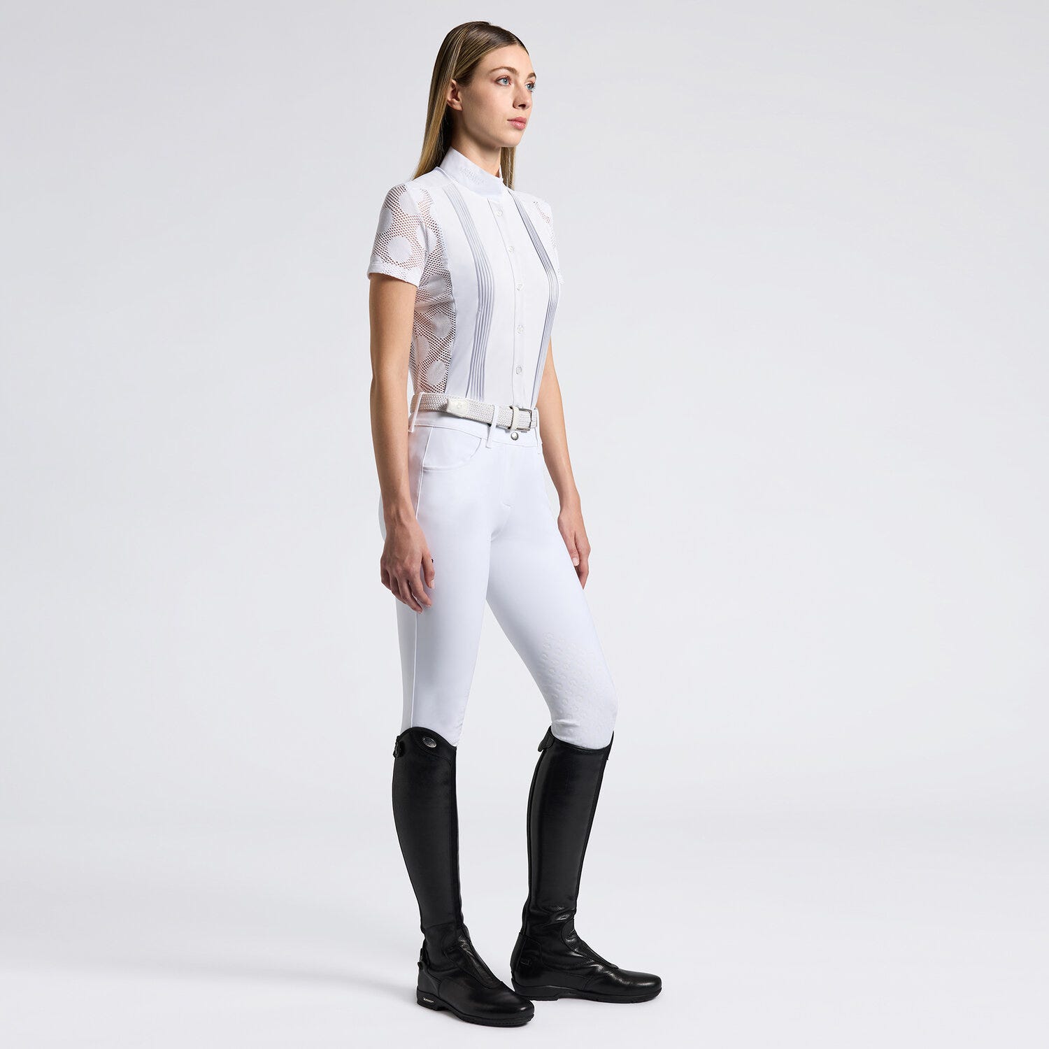 Cavalleria Toscana Women's Competition shirt in technical jaquard and jersey with buttons