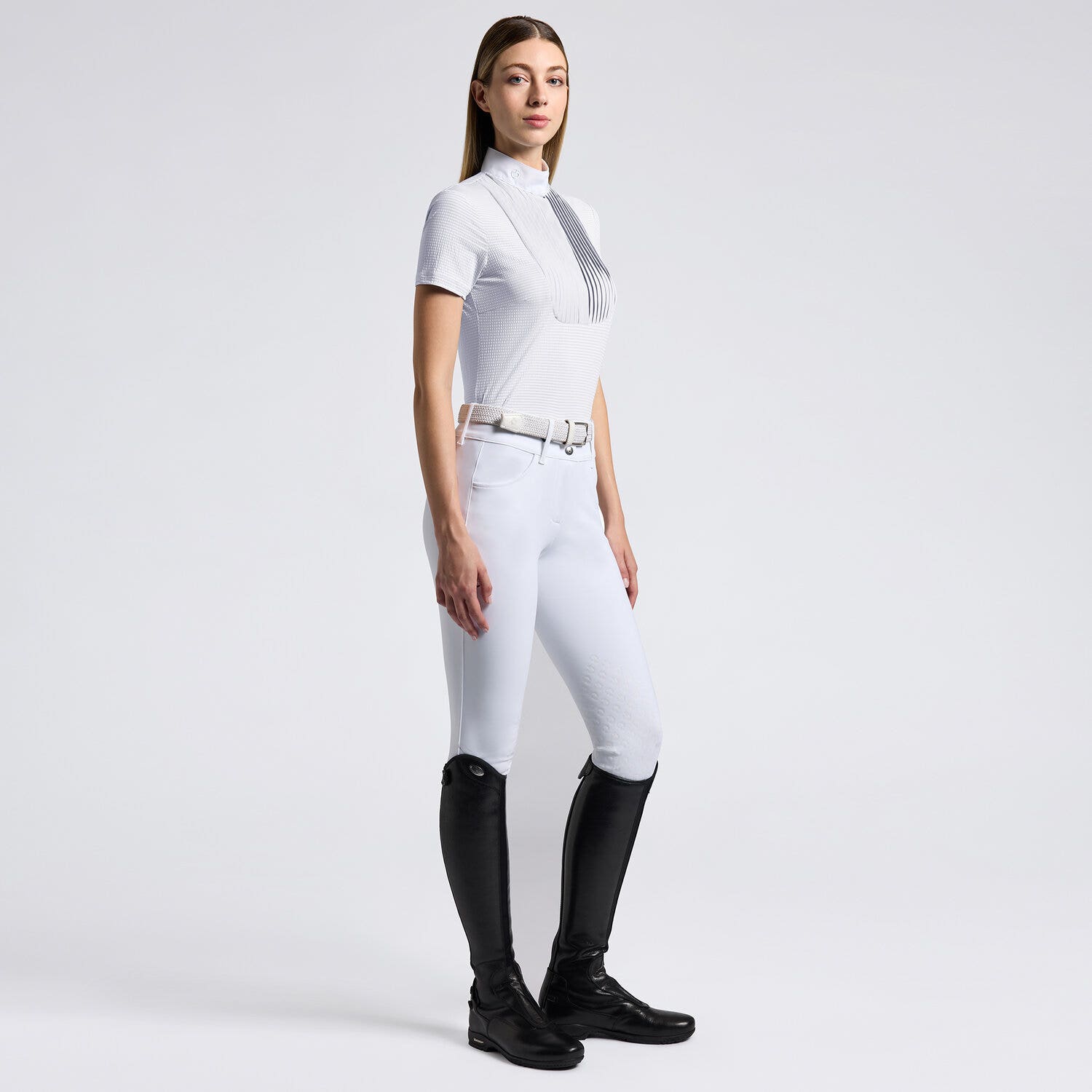 Cavalleria Toscana Cavalleria Toscana Women's Competition shirt in technical jersey with buttons WHITE-1