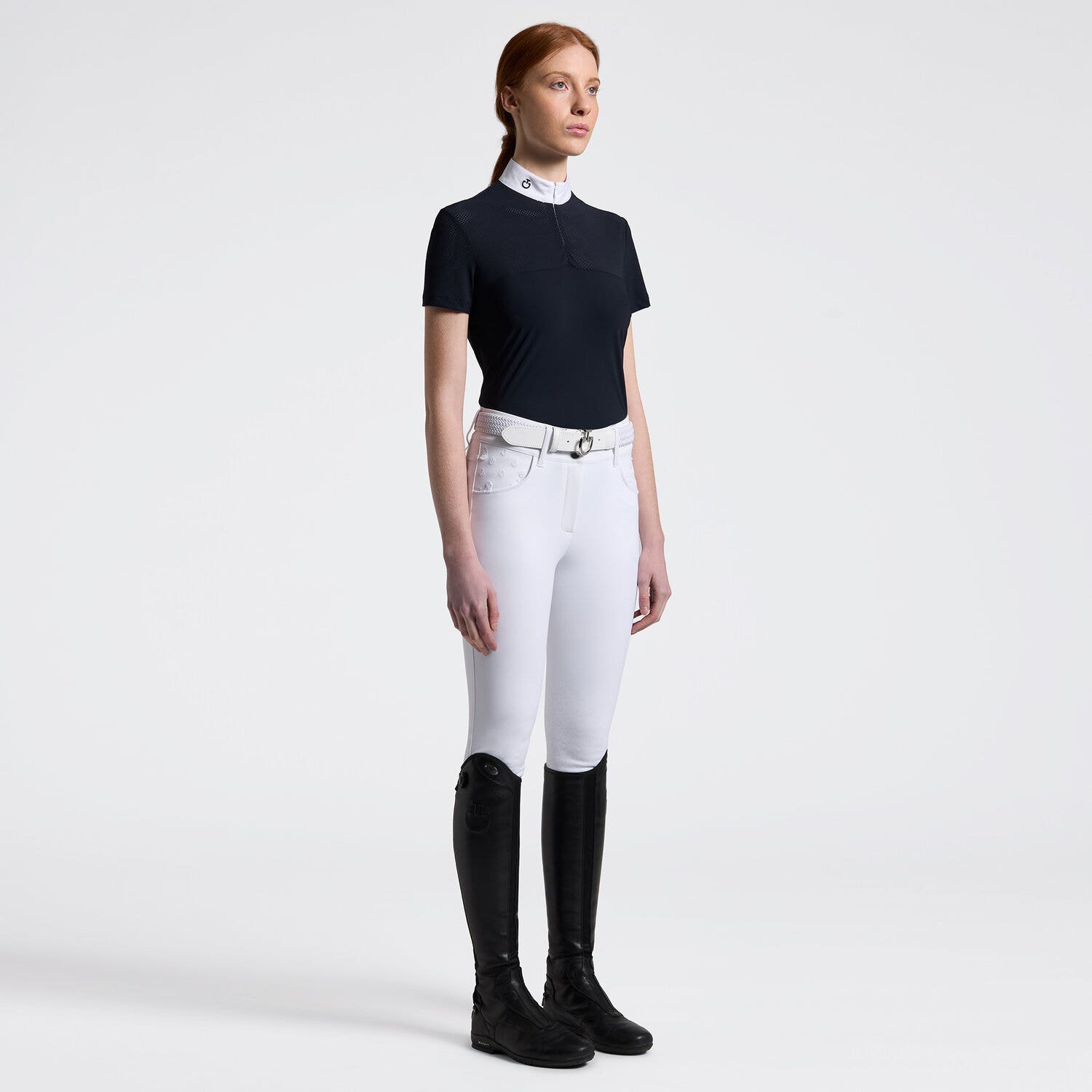 Cavalleria Toscana Cavalleria Toscana Women's Competition shirt in technical jersey with zip NAVY-1