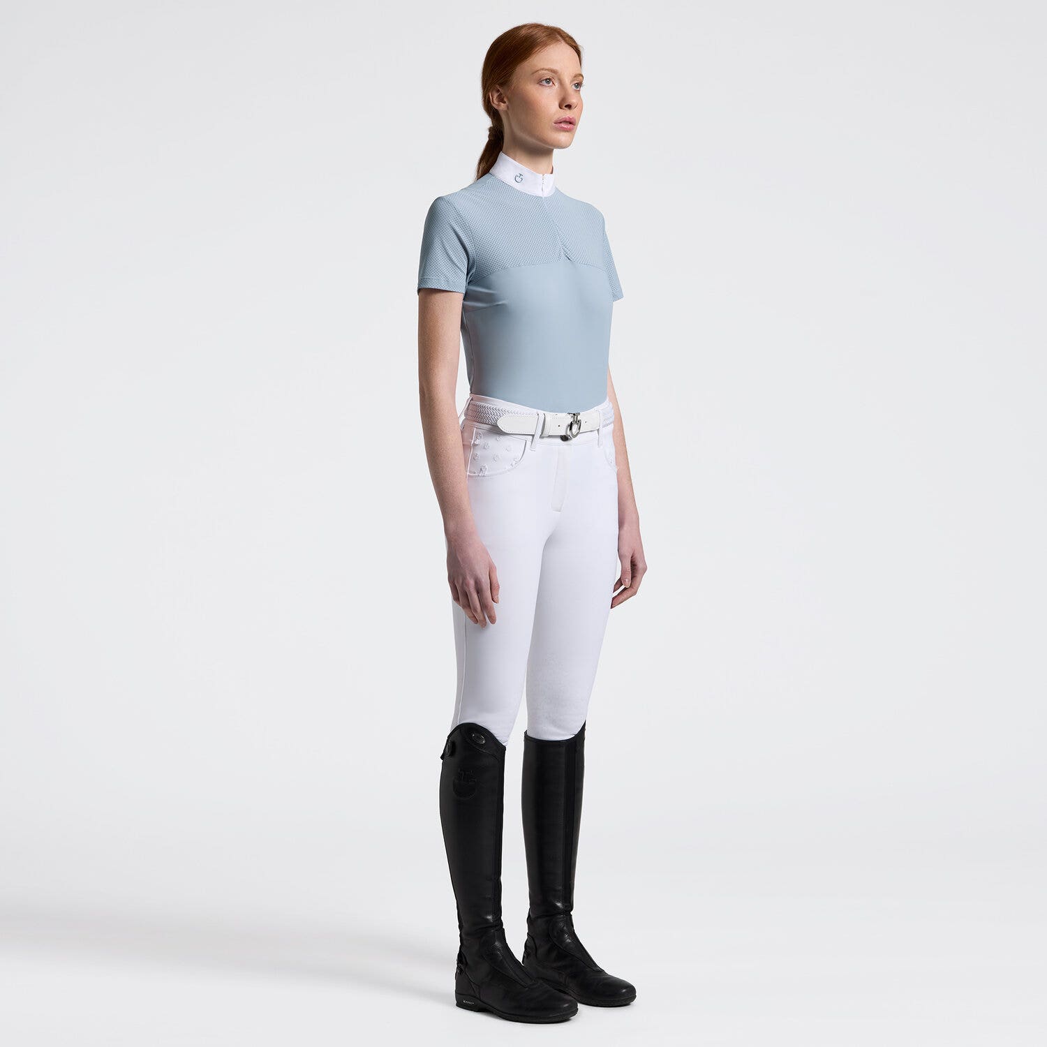 Cavalleria Toscana Cavalleria Toscana Women's Competition shirt in technical jersey with zip BLUE FOG-1