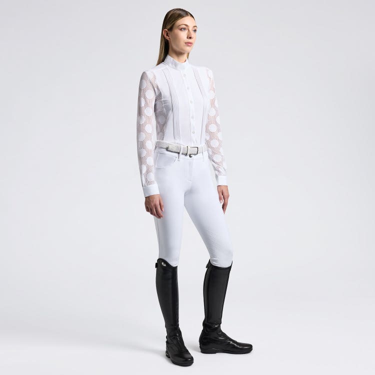 Cavalleria Toscana Women's Competition shirt in perforated jaquard and technical jersey with buttons
