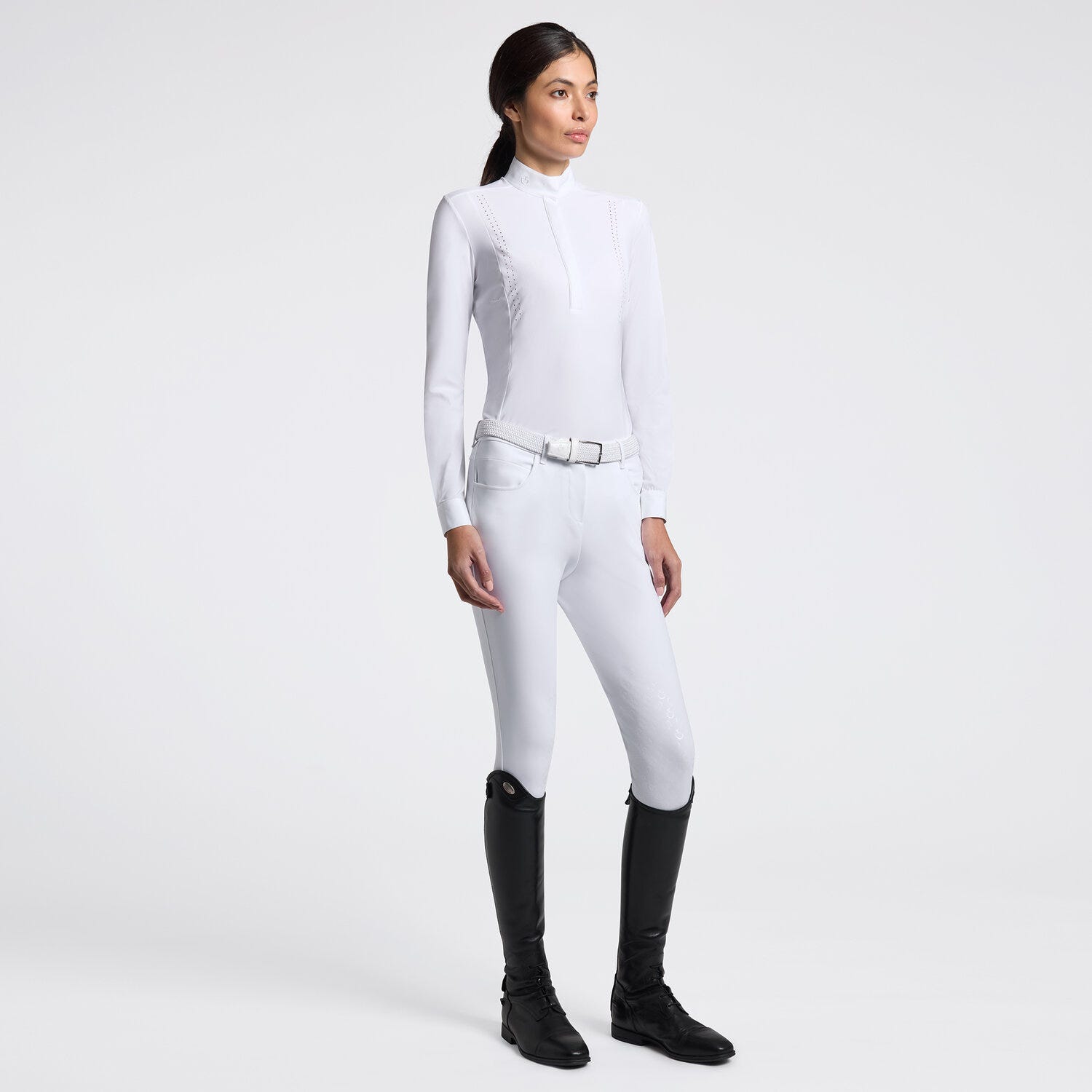 Cavalleria Toscana Women's Long Sleeve Competition Shirt with Laser-Cut Inserts