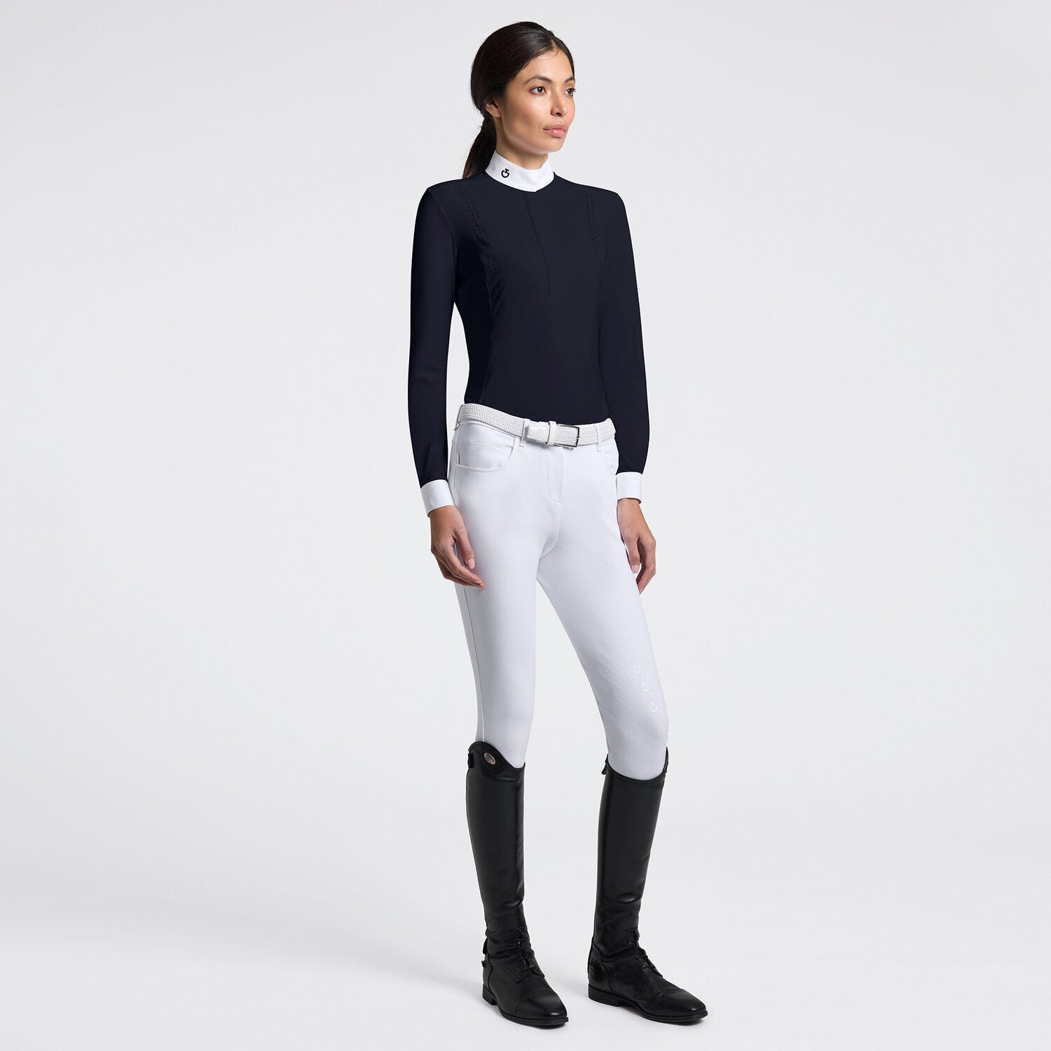 Cavalleria Toscana Women's Long Sleeve Competition Shirt with Laser-Cut Inserts