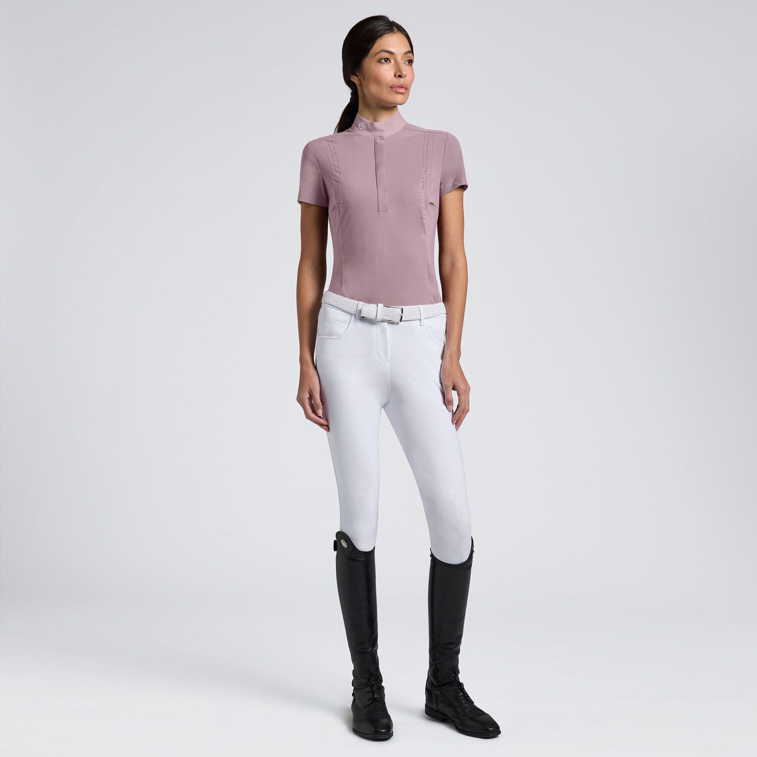 Cavalleria Toscana Cavalleria Toscana Women’s Short Sleeve Jersey Competition Shirt with Laser-Cut Inserts TOADSTOOL/TOADSTOOL-1