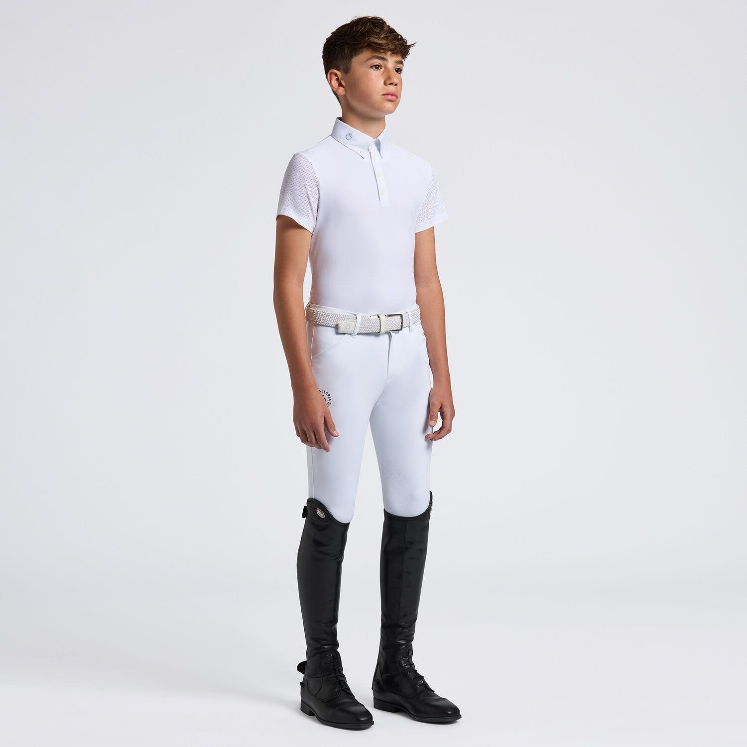 Cavalleria Toscana Cavalleria Toscana Boy's Competition Shirt WHITE/KNIT-1