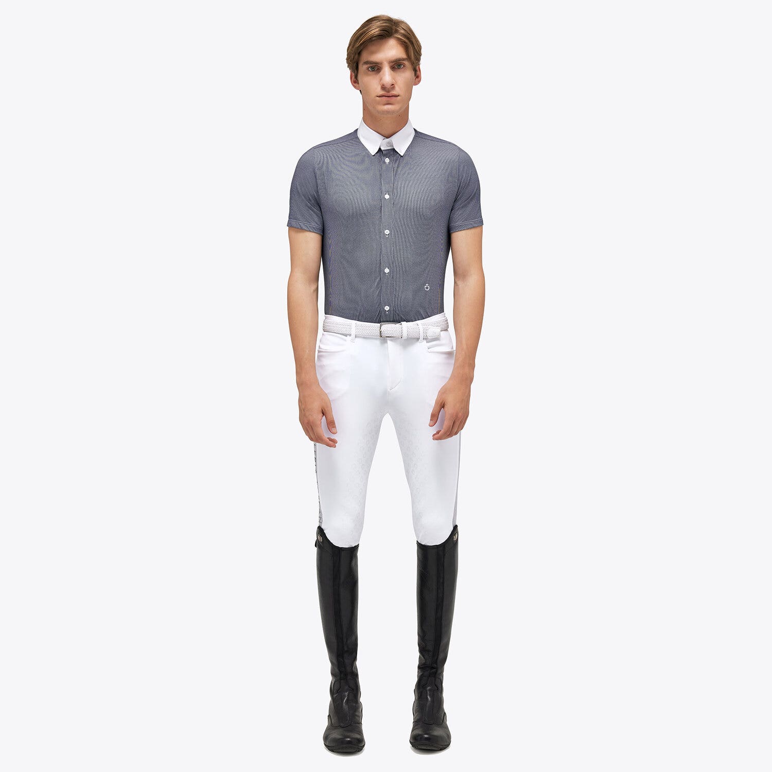 Cavalleria Toscana Men's competition shirt ROYAL BLUE SQUARE-1