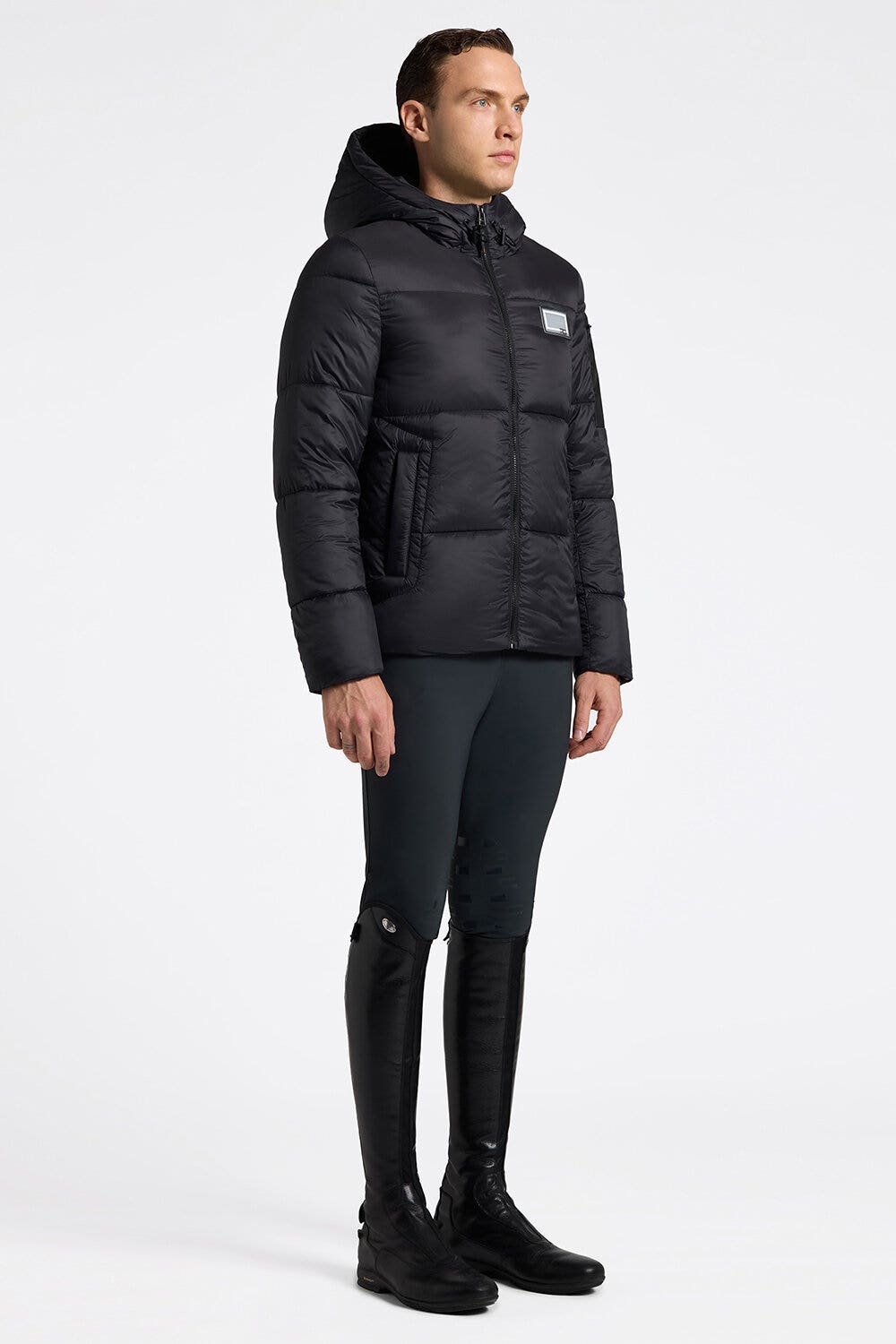 Rider's Gene Rider's Gene Nylon Quilted Hooded Puffer Jacket BLACK-1