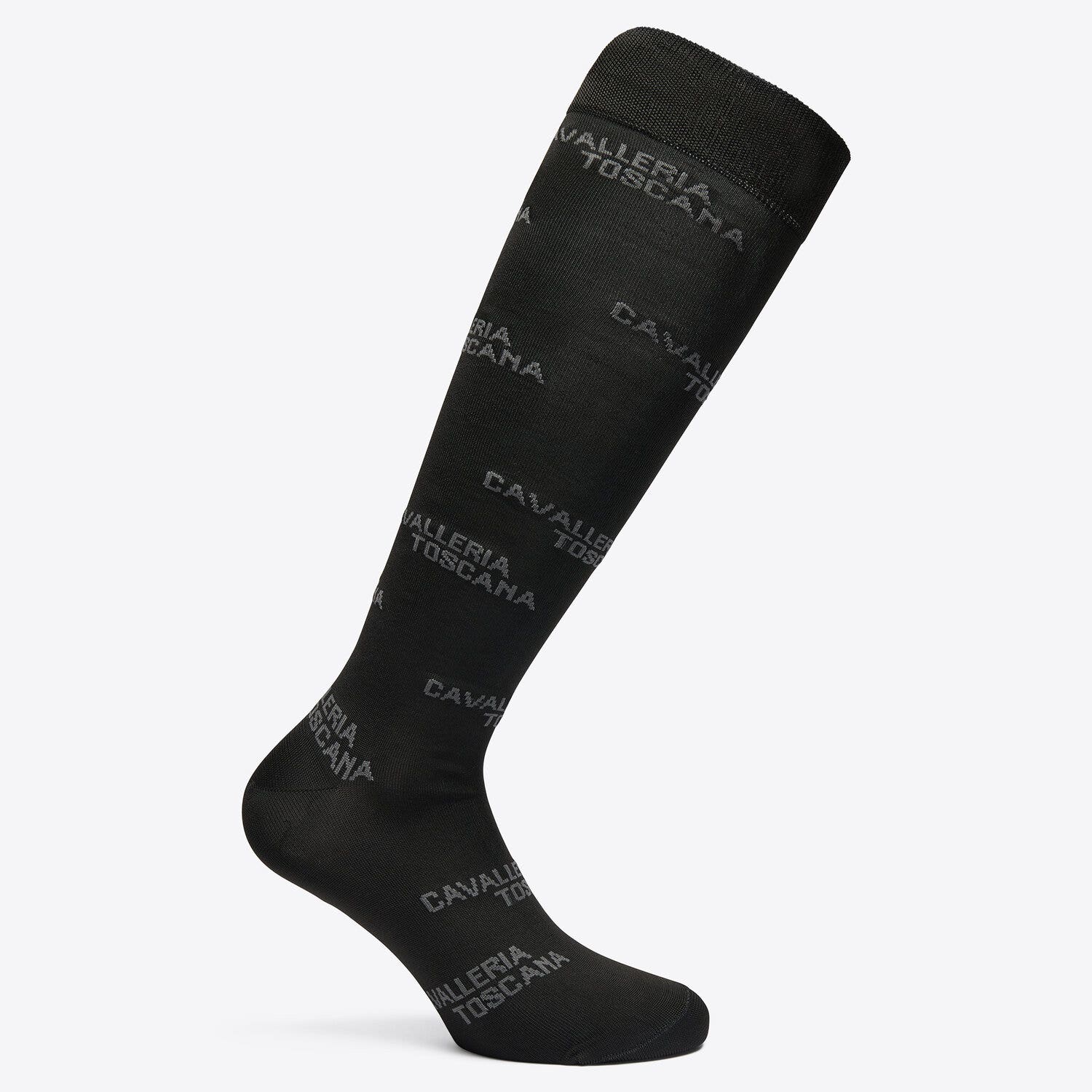 Cavalleria Toscana Cavalleria Toscana Jacquard Logo Socks BLACK/LIGHT GREY-1