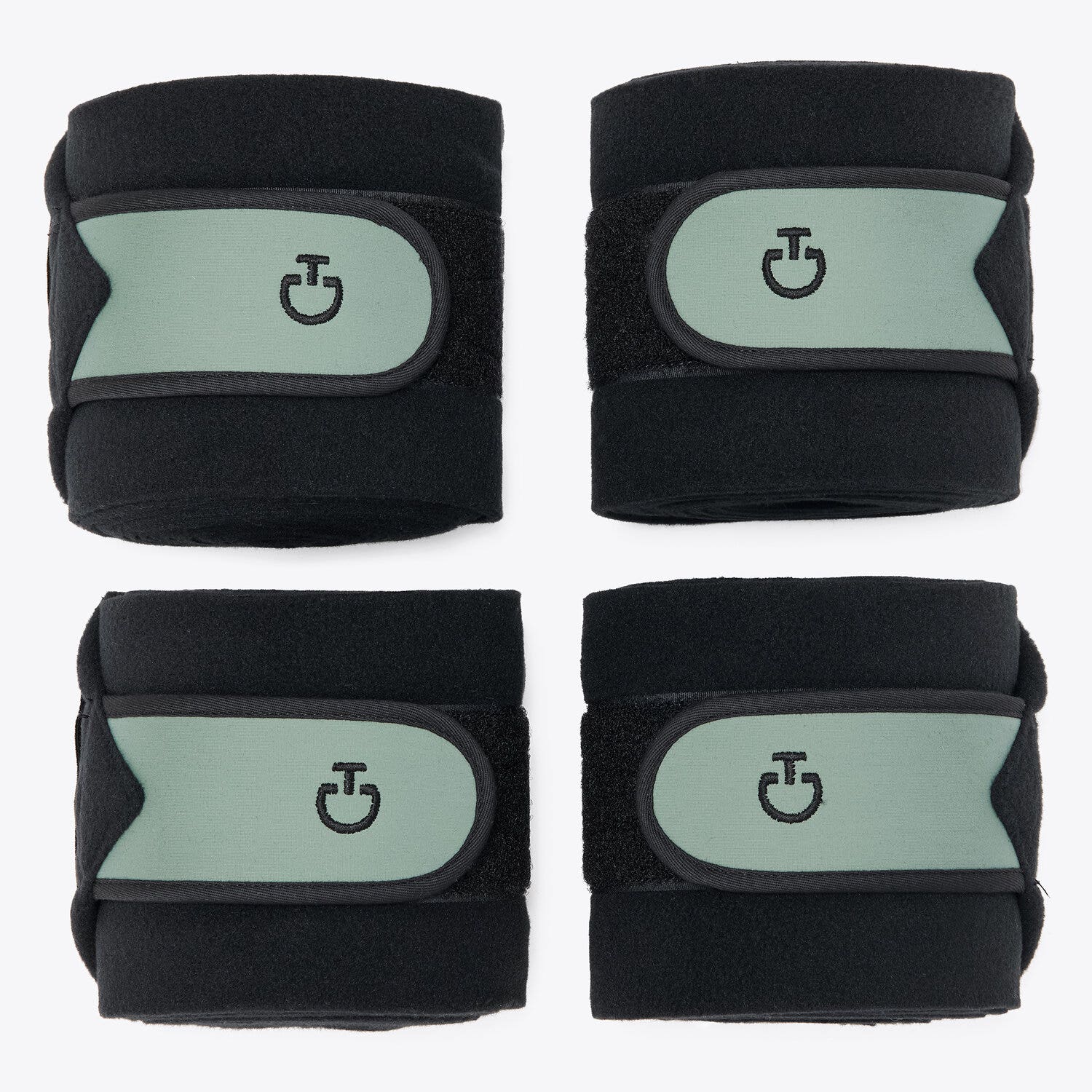 Cavalleria Toscana Set of 4 jersey and fleece bandages BLACK/Emerald Grey-1