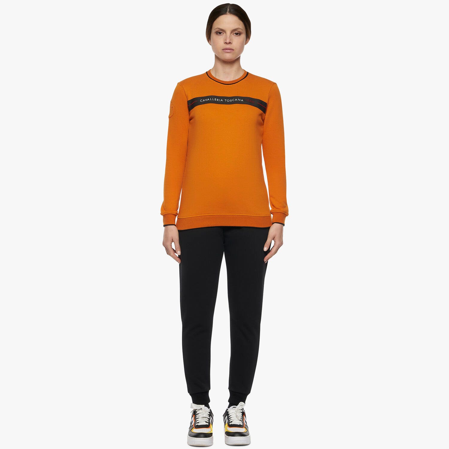 Cavalleria Toscana Women's Train Hard Ride Easy Sweatshirt ORANGE-1