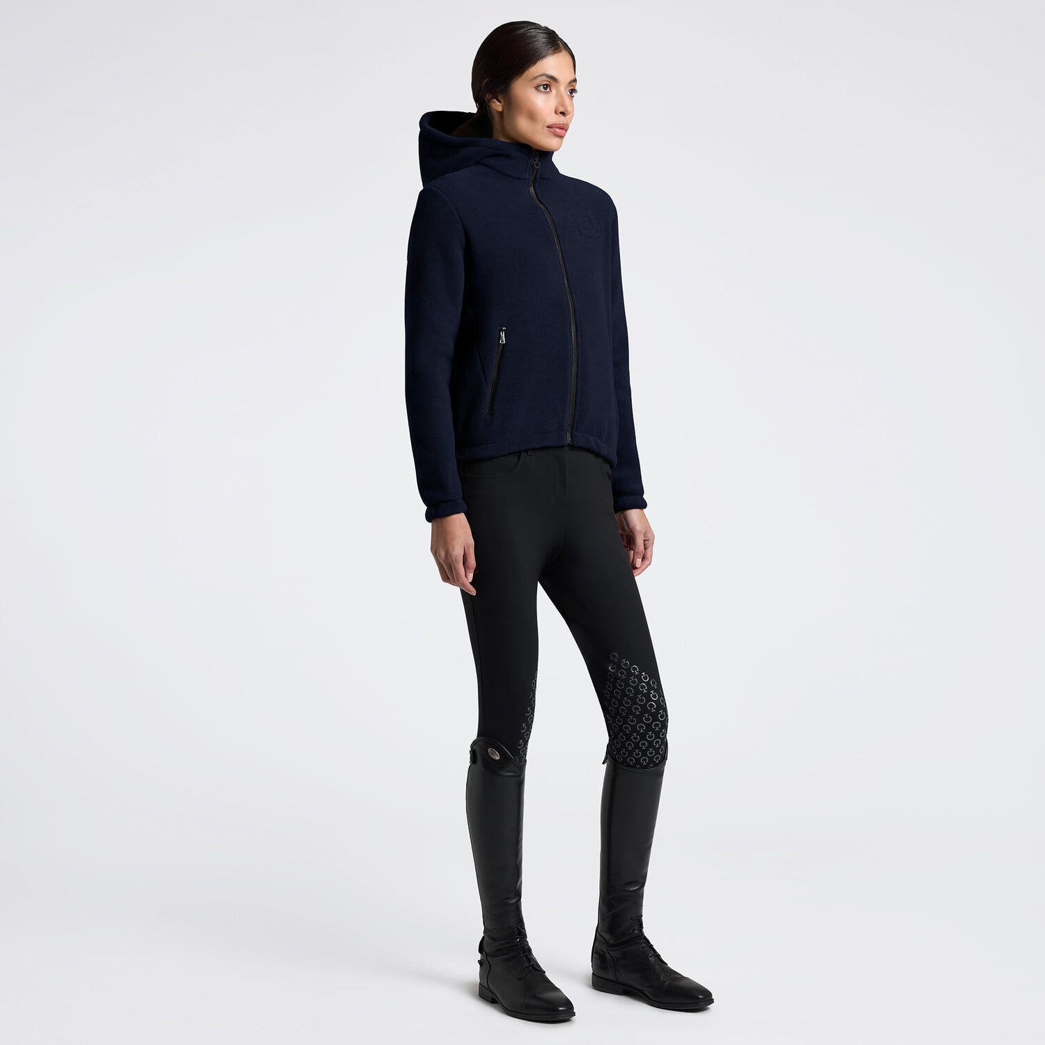 Cavalleria Toscana Cavalleria Toscana Women's Technical Fleece Zip Hoodie NAVY-1