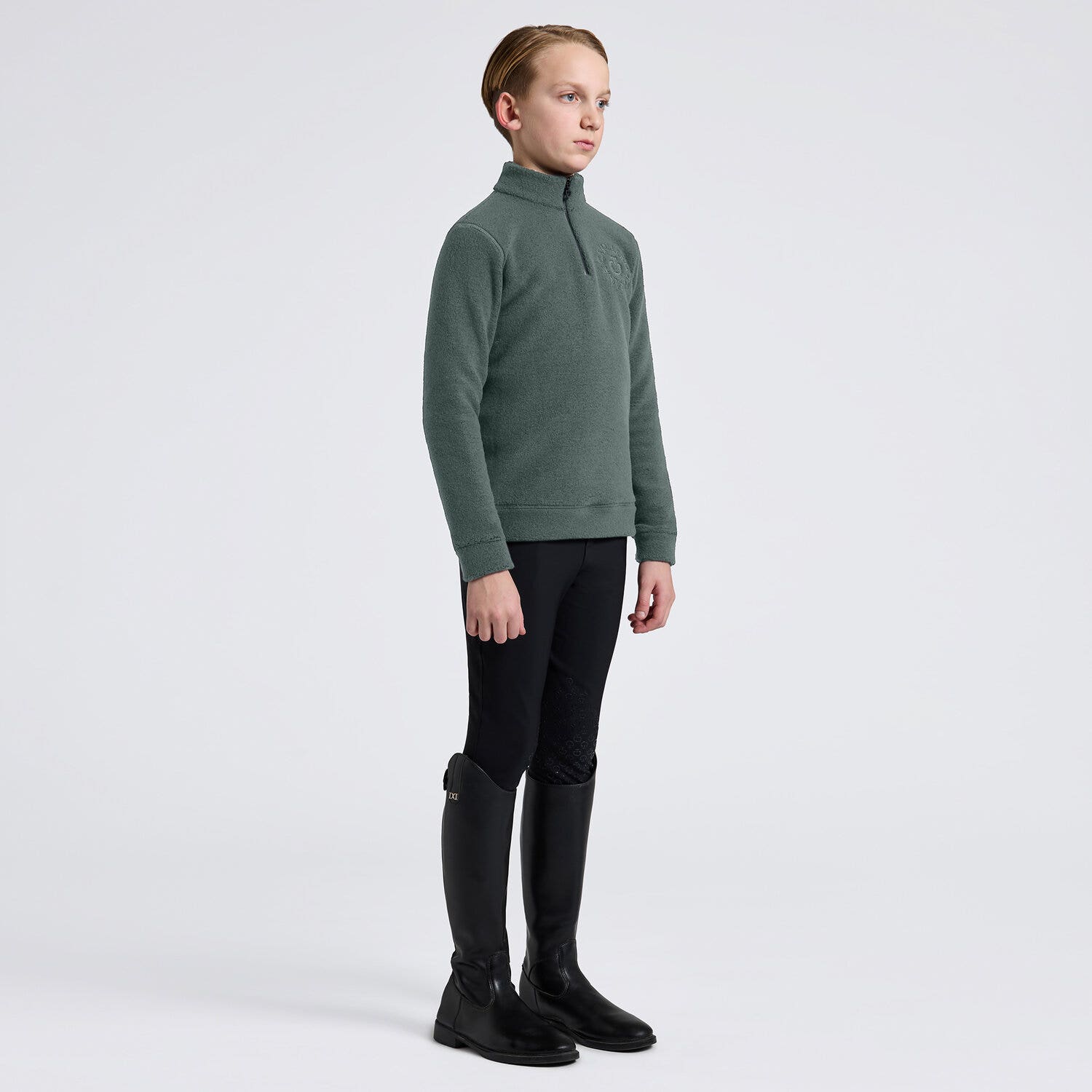 Cavalleria Toscana Cavalleria Toscana Unisex Young Riders Half Zip Fleece Sweater JUNGLE GREEN-1