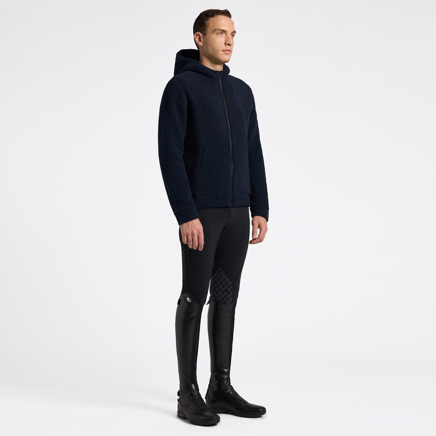 Cavalleria Toscana Men's Zip-Up Technical Fleece Hoodie