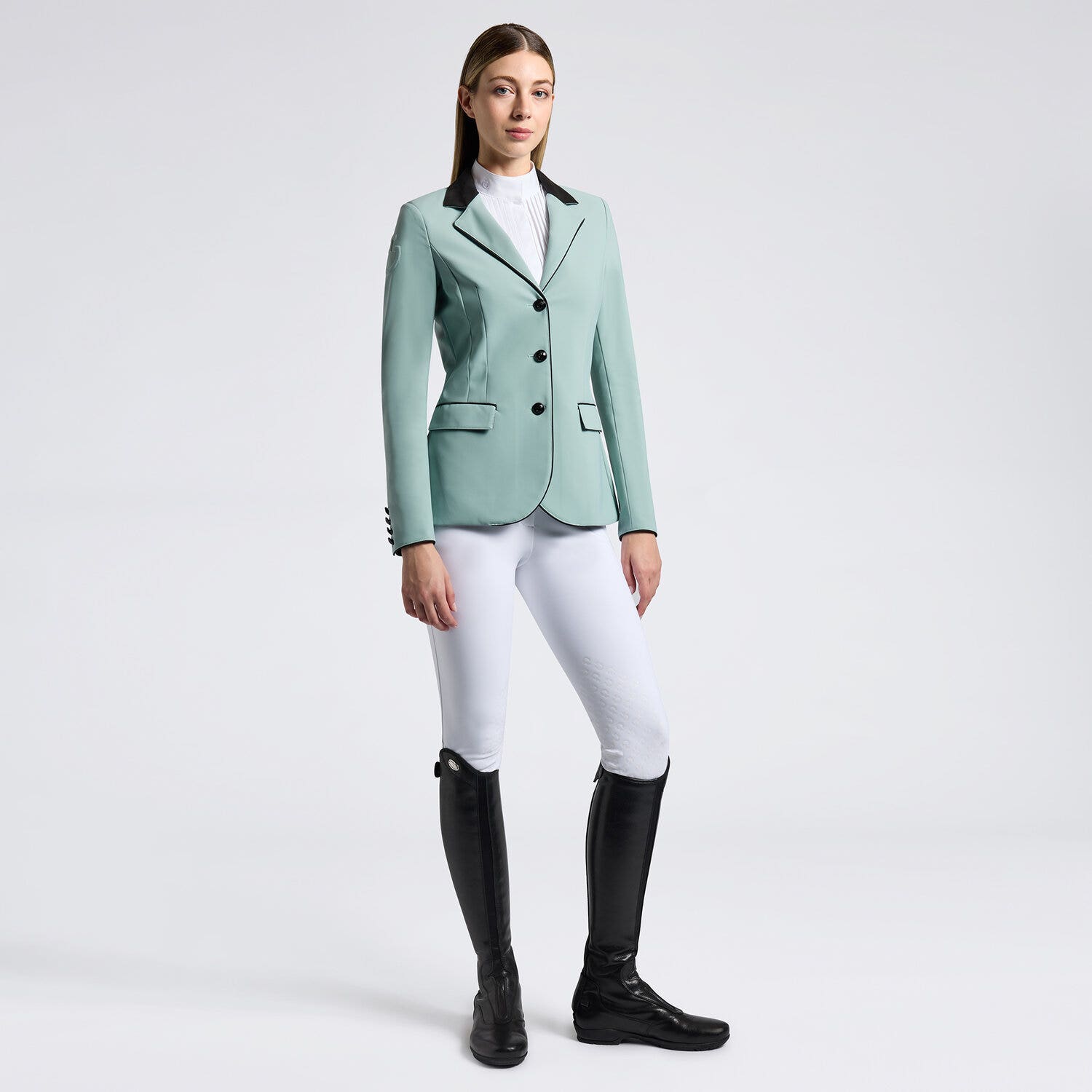 Cavalleria Toscana Cavalleria Toscana Women's Competition Jacket with Buttons LIGHT TEAL GREEN-1