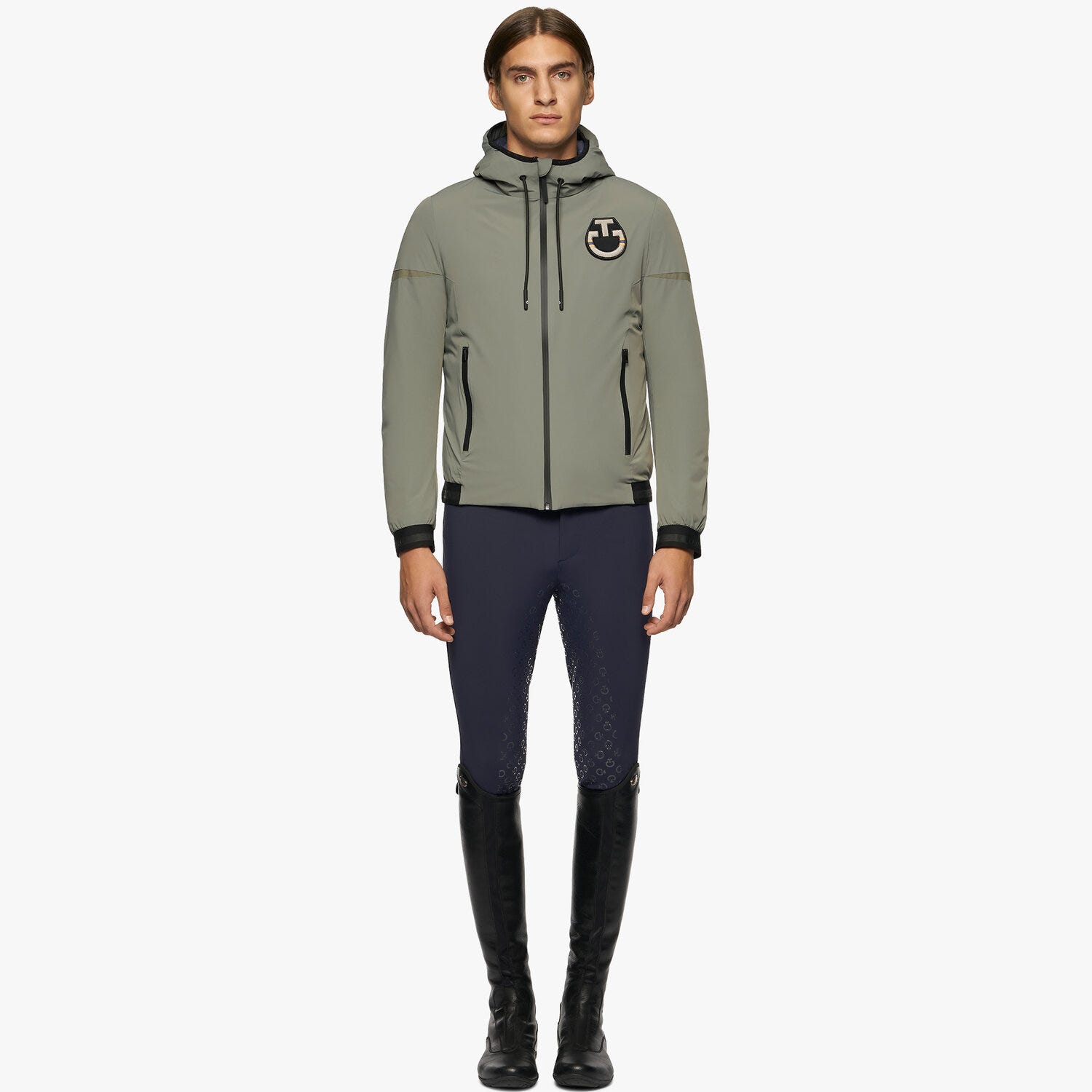 Men's down jacket in stretch nylon