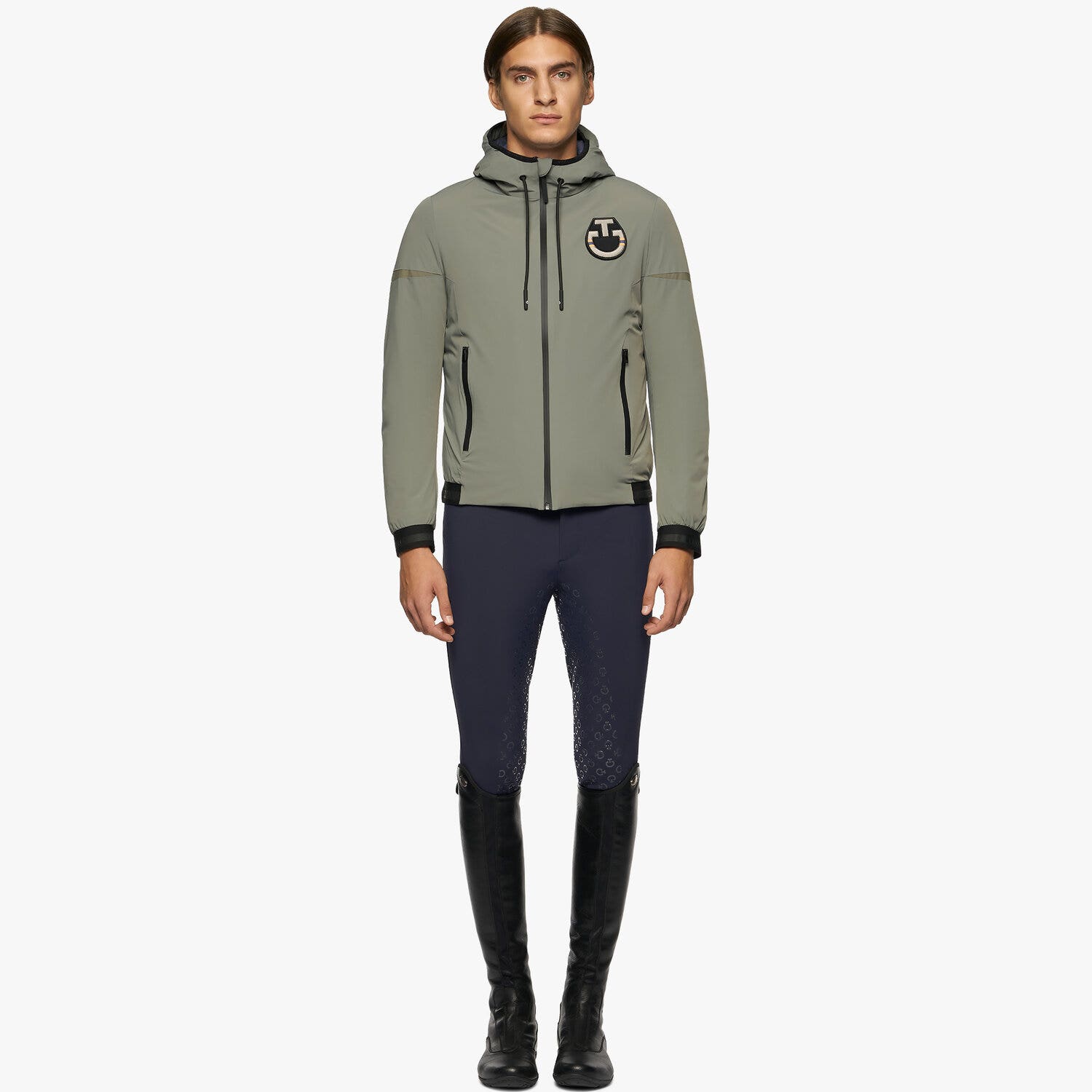 Cavalleria Toscana Men's down jacket in stretch nylon FOLIAGE GREEN-1