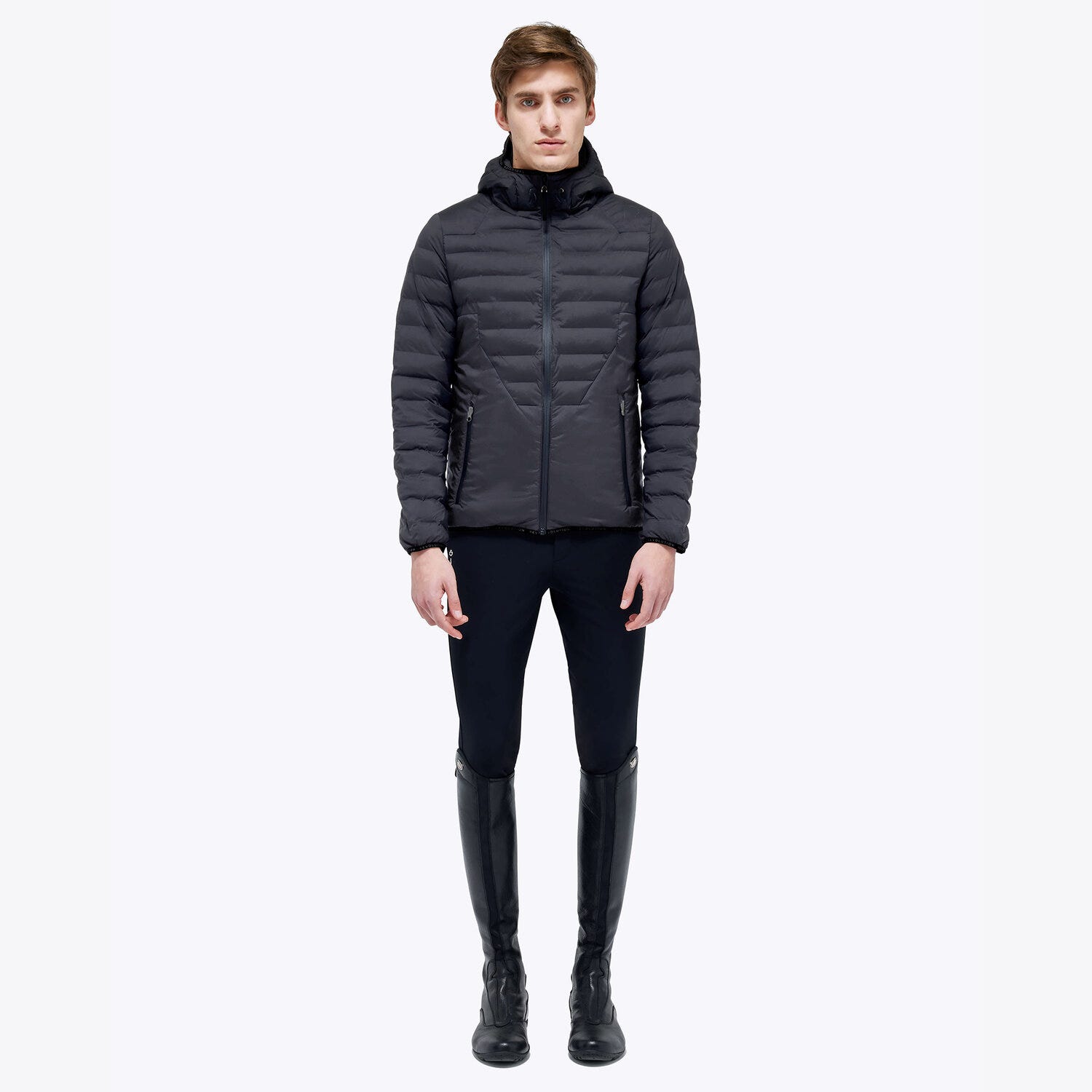Nylon puffer jacket with hood