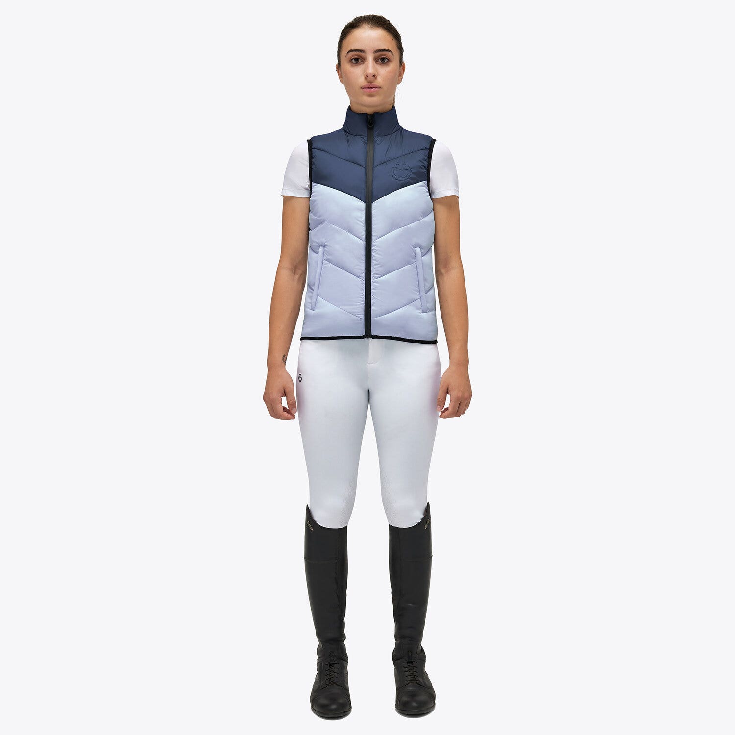 Cavalleria Toscana Nylon Synthetic Padded Unisex Quilted Vest ATLANTIC BLUE / POWDER BLUE-1