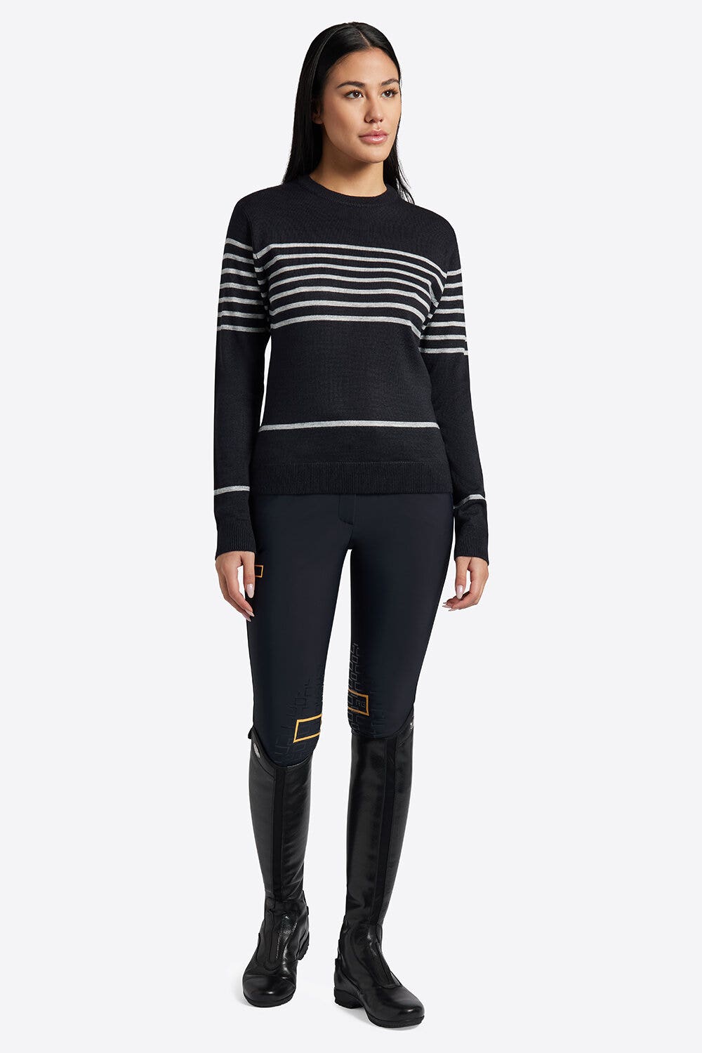 Rider's Gene Rider's Gene Women's Wool Blend Crew Neck Sweater NAVY-1