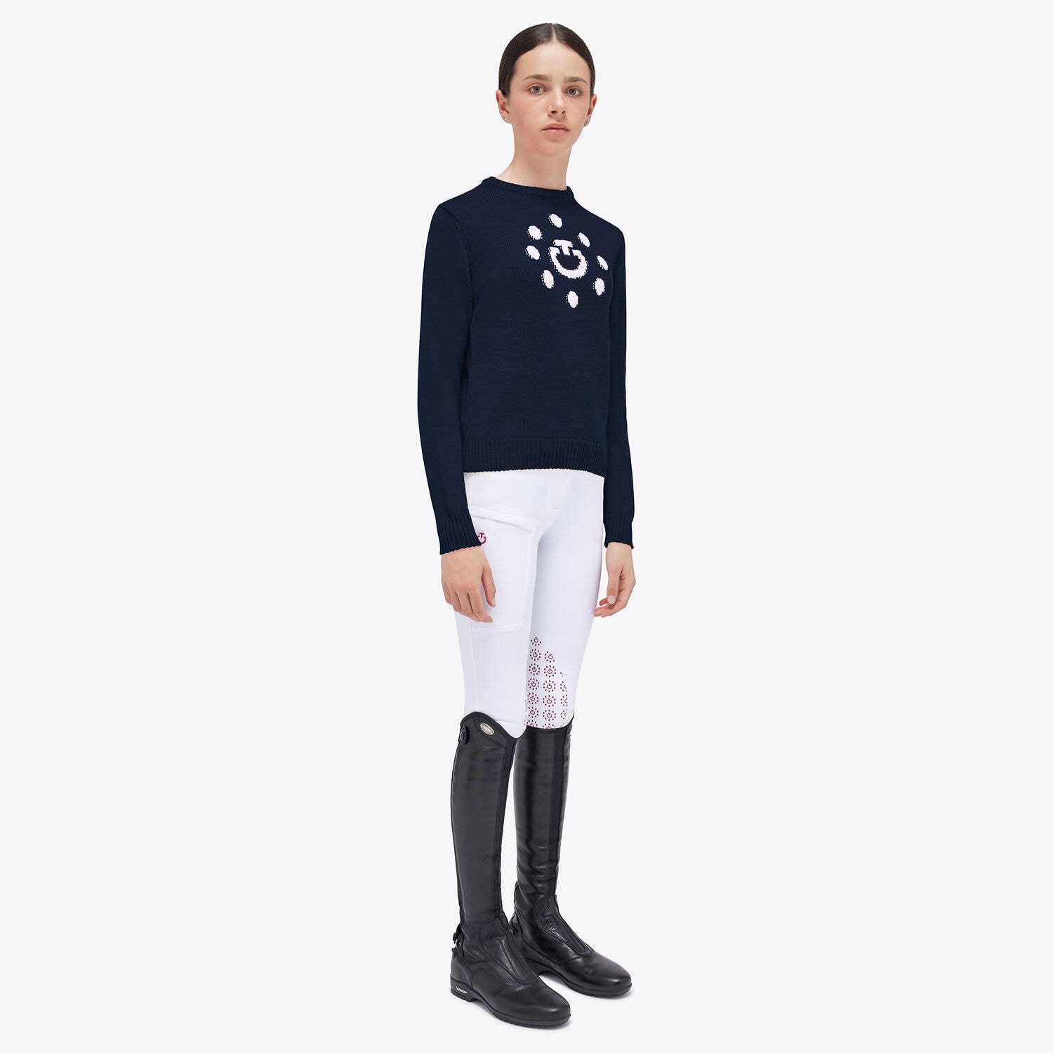 Cavalleria Toscana Girl's sweater NAVY-1