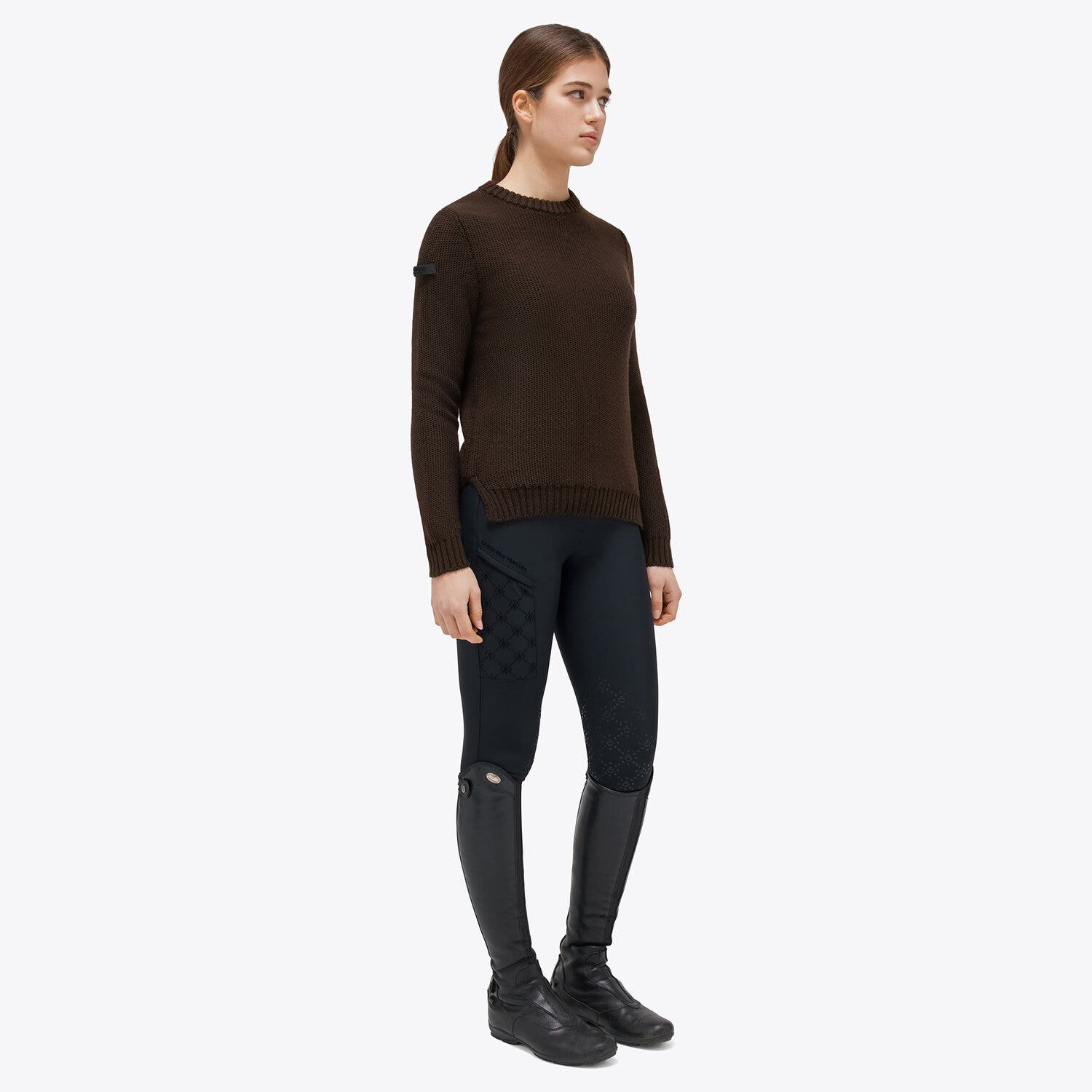 Cavalleria Toscana Women's crewneck sweater DARK CHOCOLATE-1