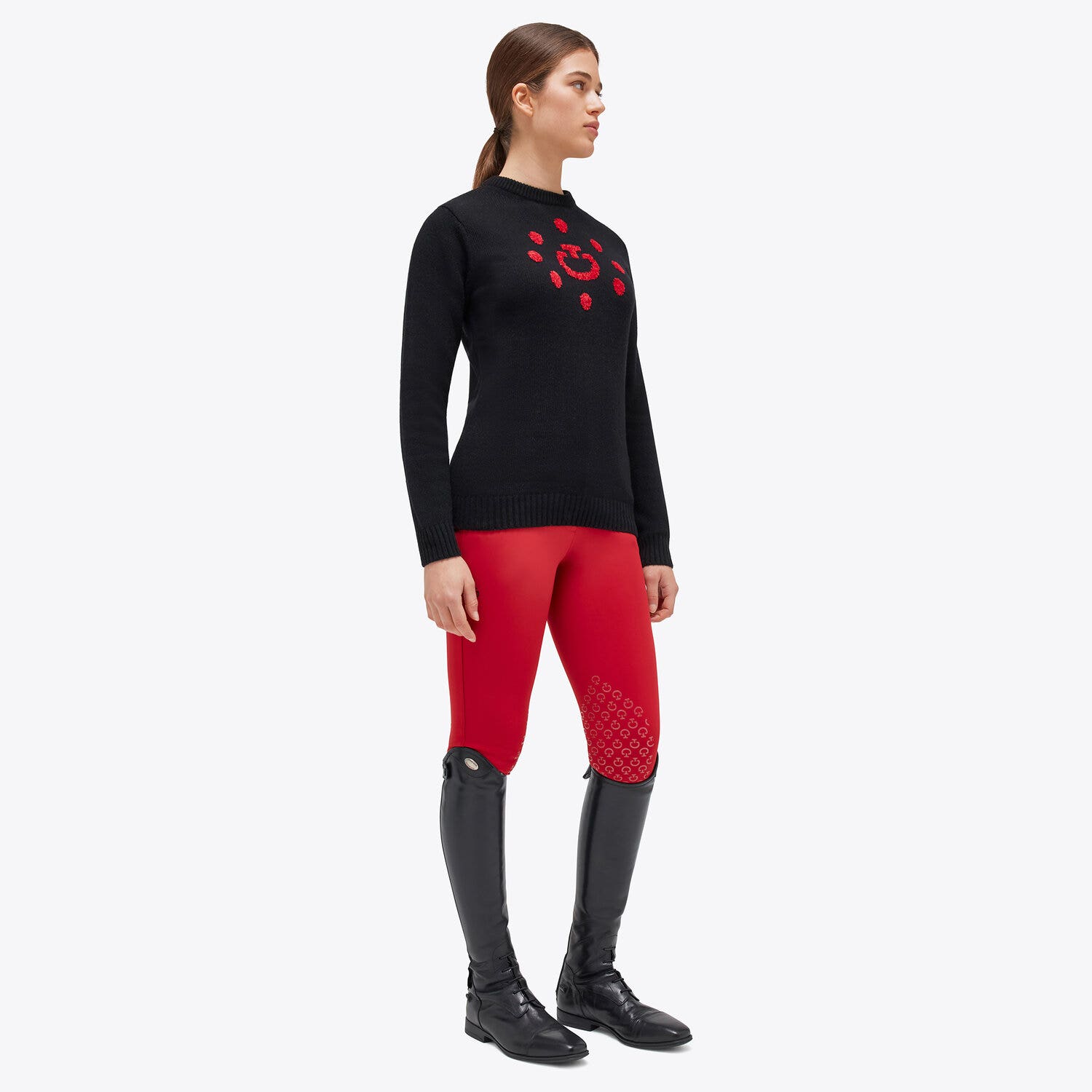 Cavalleria Toscana Women's crewneck sweater BLACK-1