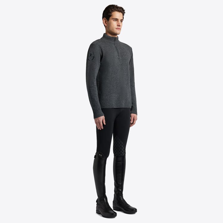 Cavalleria Toscana Men's Lambswool Half Zip Turtleneck Sweater