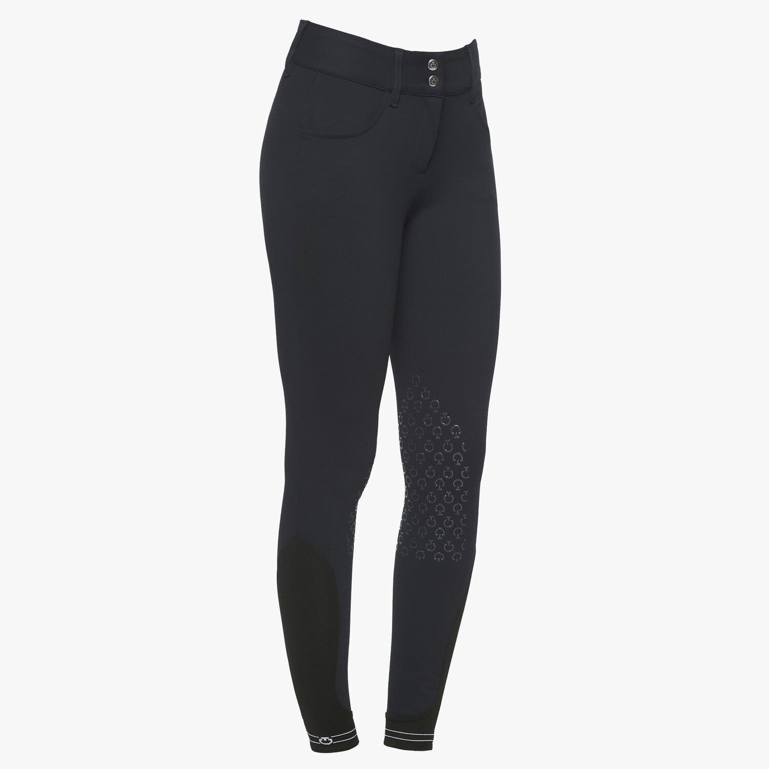 Cavalleria Toscana Women`s jumping breeches with perforated logo tape NAVY-1
