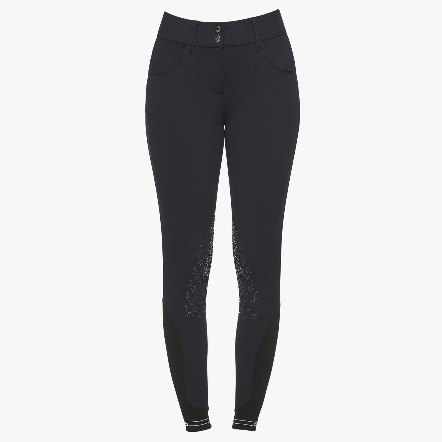 Cavalleria Toscana Women`s jumping breeches with perforated logo tape NAVY-2