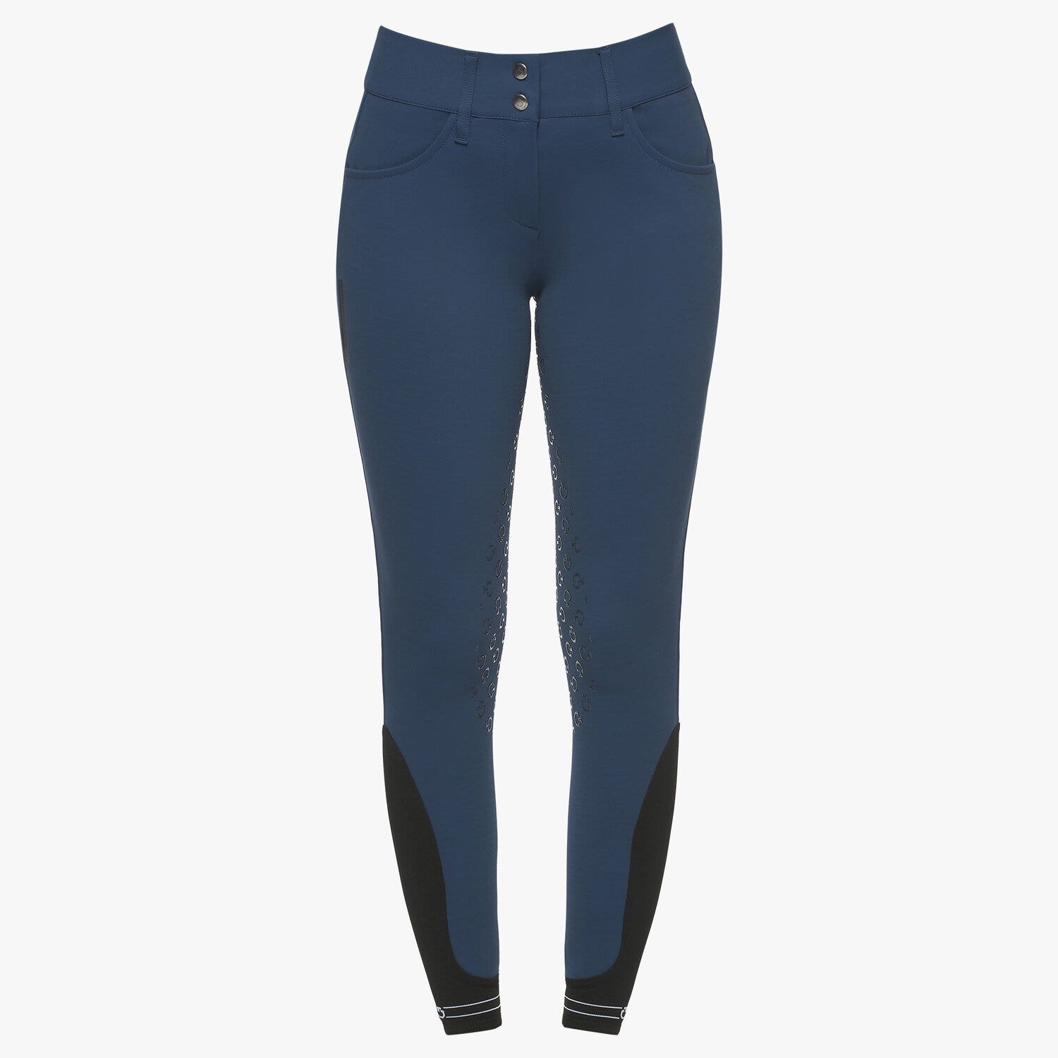 Cavalleria Toscana Women`s dressage breeches with perforated logo tape OCEAN BLUE-2