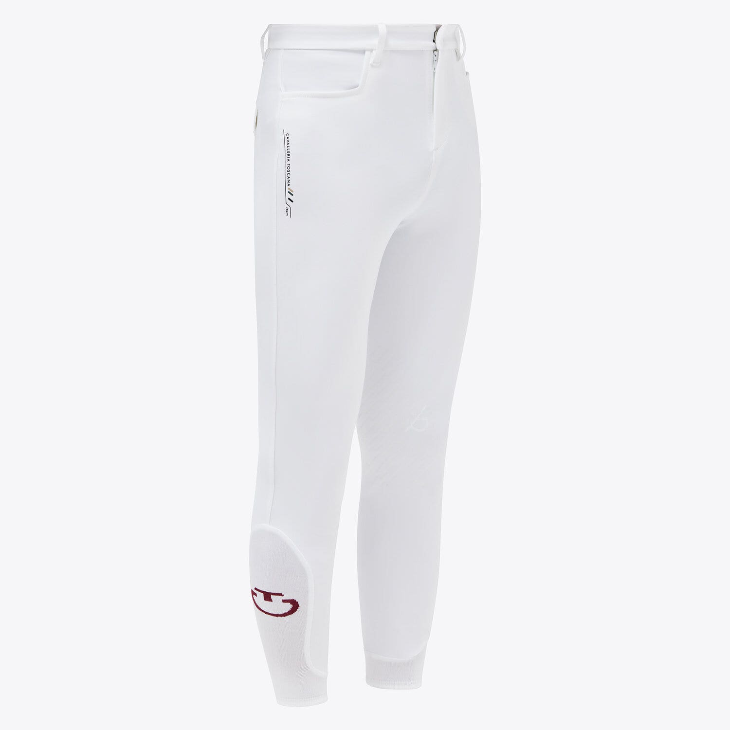 Cavalleria Toscana Unisex knee-grip breeches for boys in bi-stretch technical jersey WHITE-1