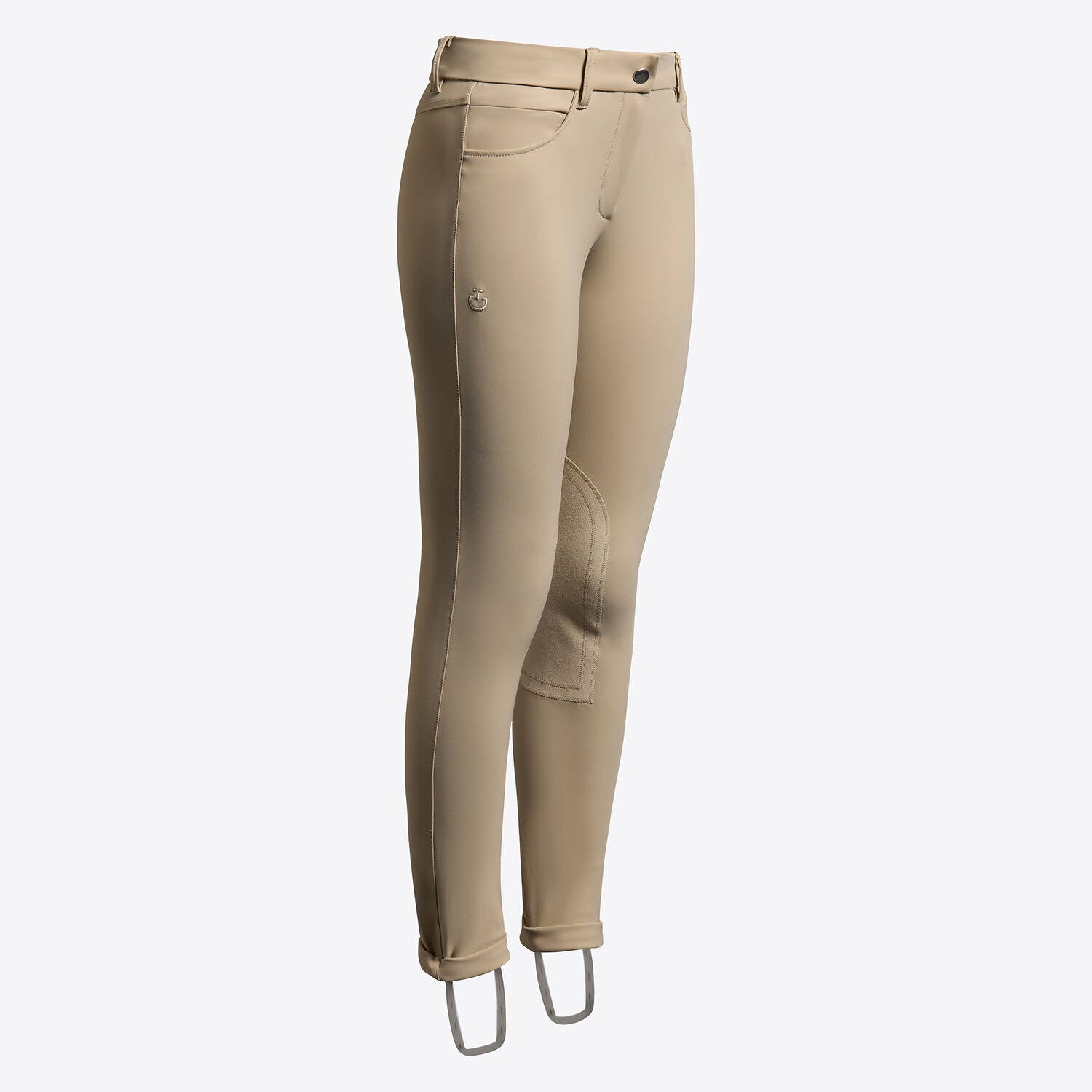 Cavalleria Toscana Knee Grip Breeches for Kids with Embroidered Logo BEIGE-1