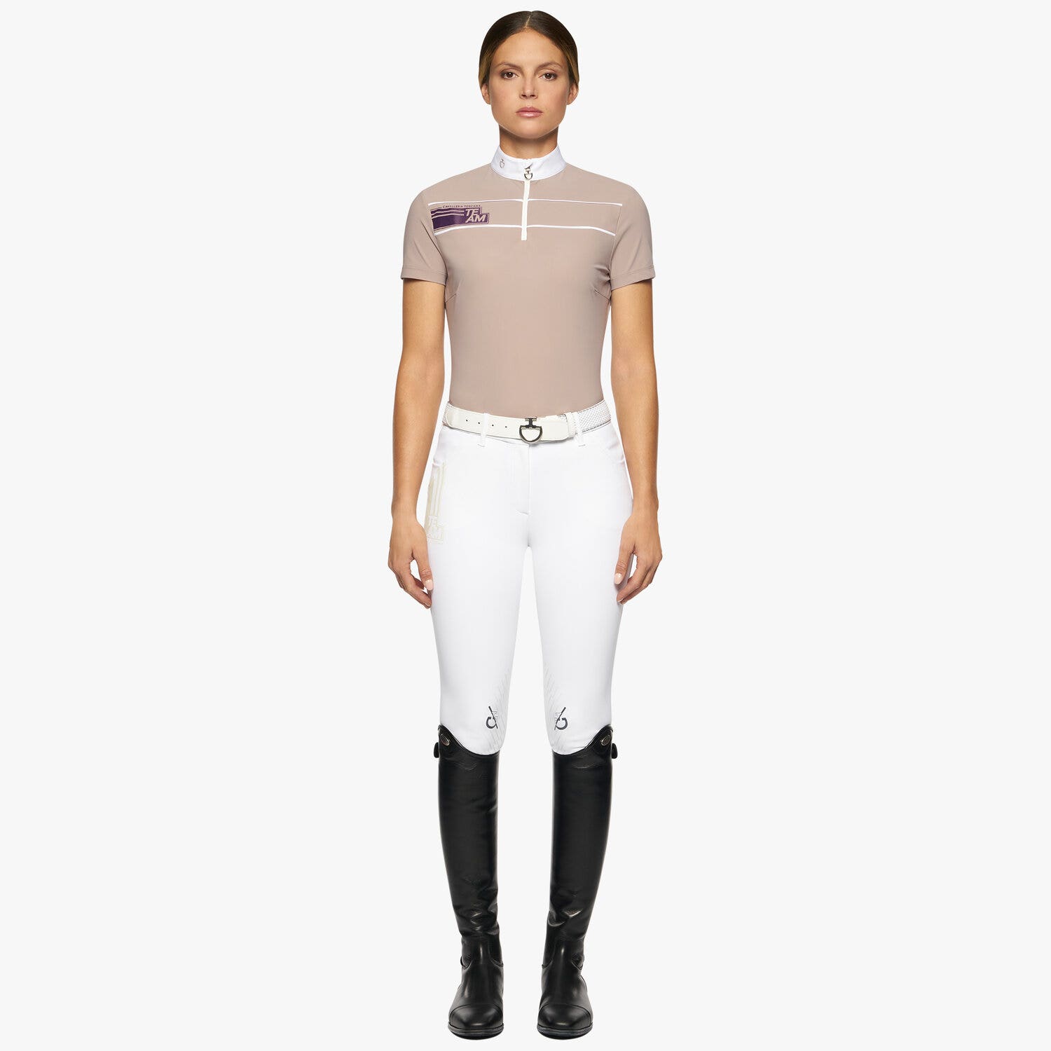 Cavalleria Toscana Women’s performance jersey show shirt with a zip CIPRIA-1