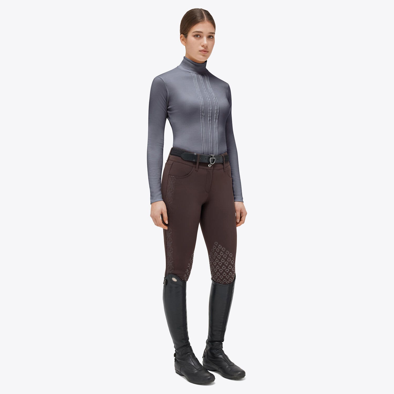 Cavalleria Toscana Women's training polo shirt IRON GREY-1