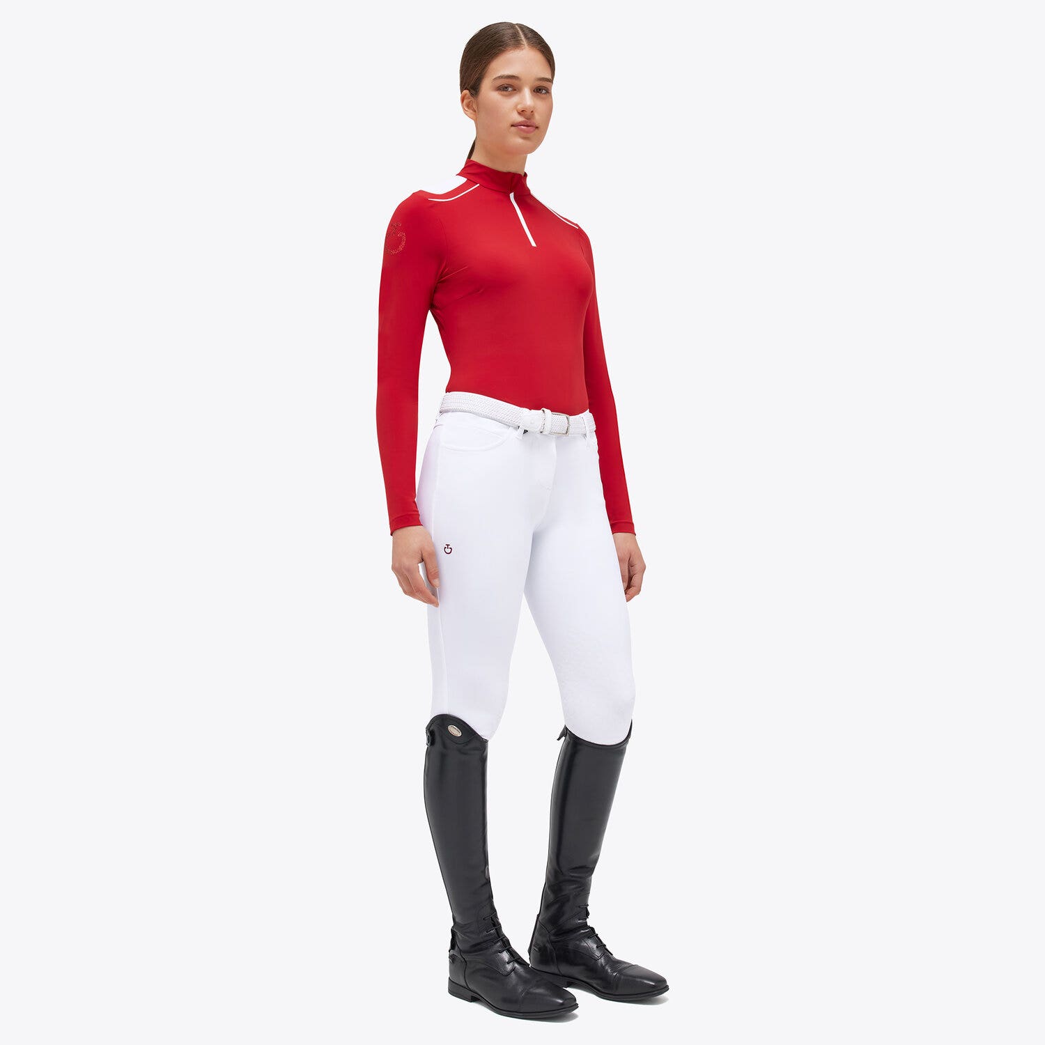 Cavalleria Toscana Women's training polo shirt RED-1