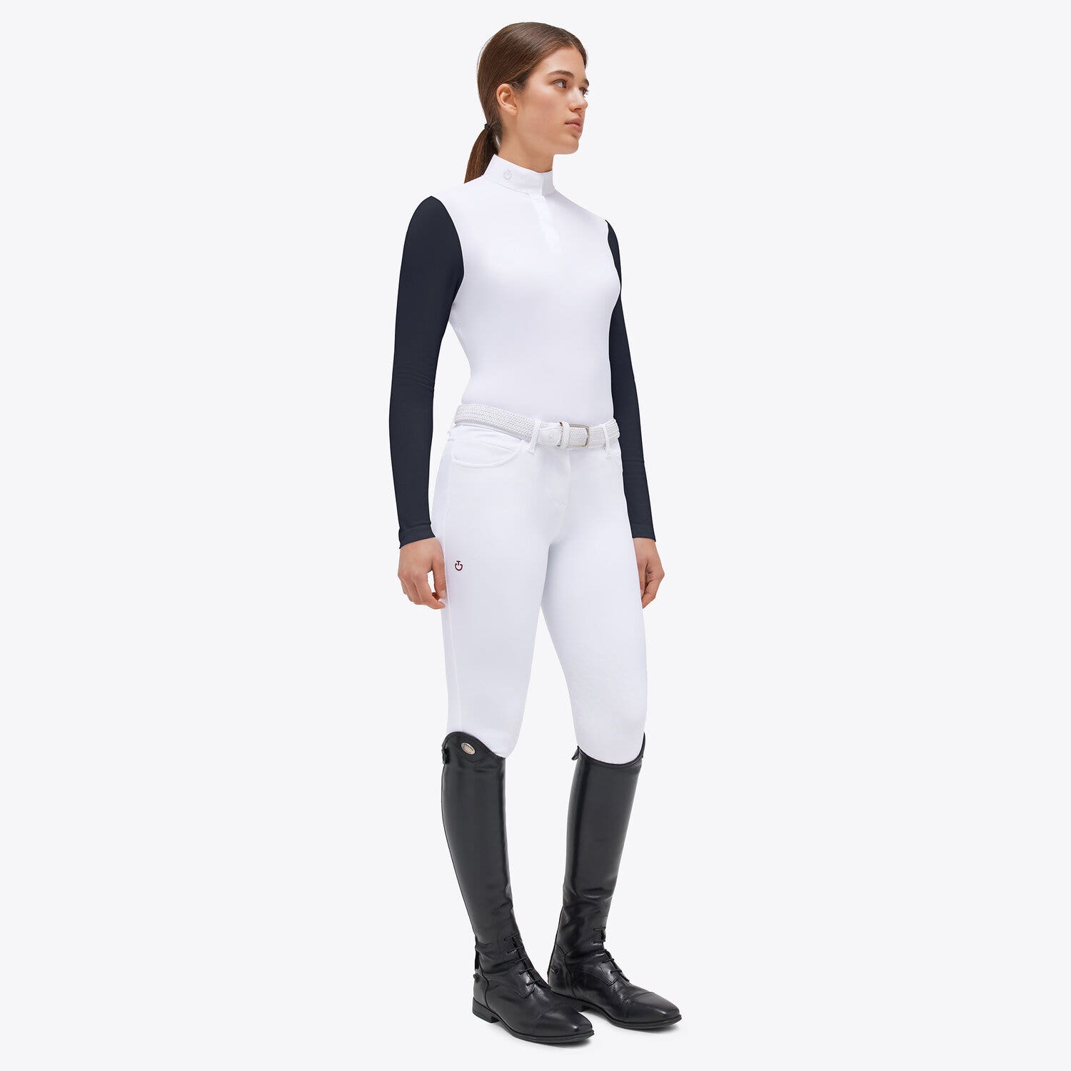 Cavalleria Toscana Women's competition polo shirt WHITE/NAVY-1