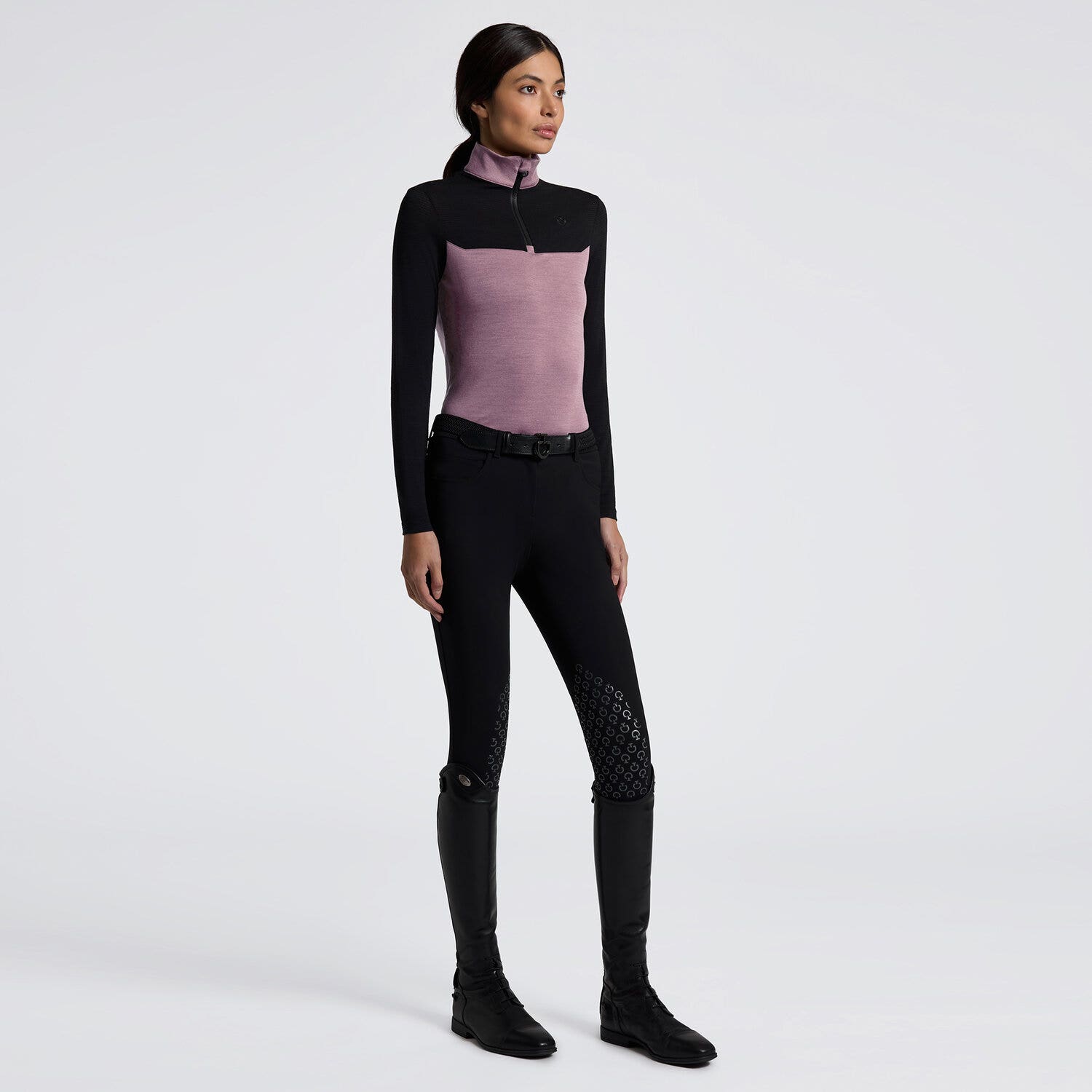 Cavalleria Toscana Cavalleria Toscana Women’s Technical Wool Training Polo GRAPE SHAKE/BLACK-1