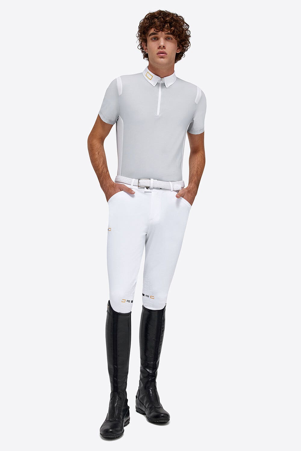 Rider's Gene RG Jersey S/S Zip Competition Polo LIGHT GREY-1