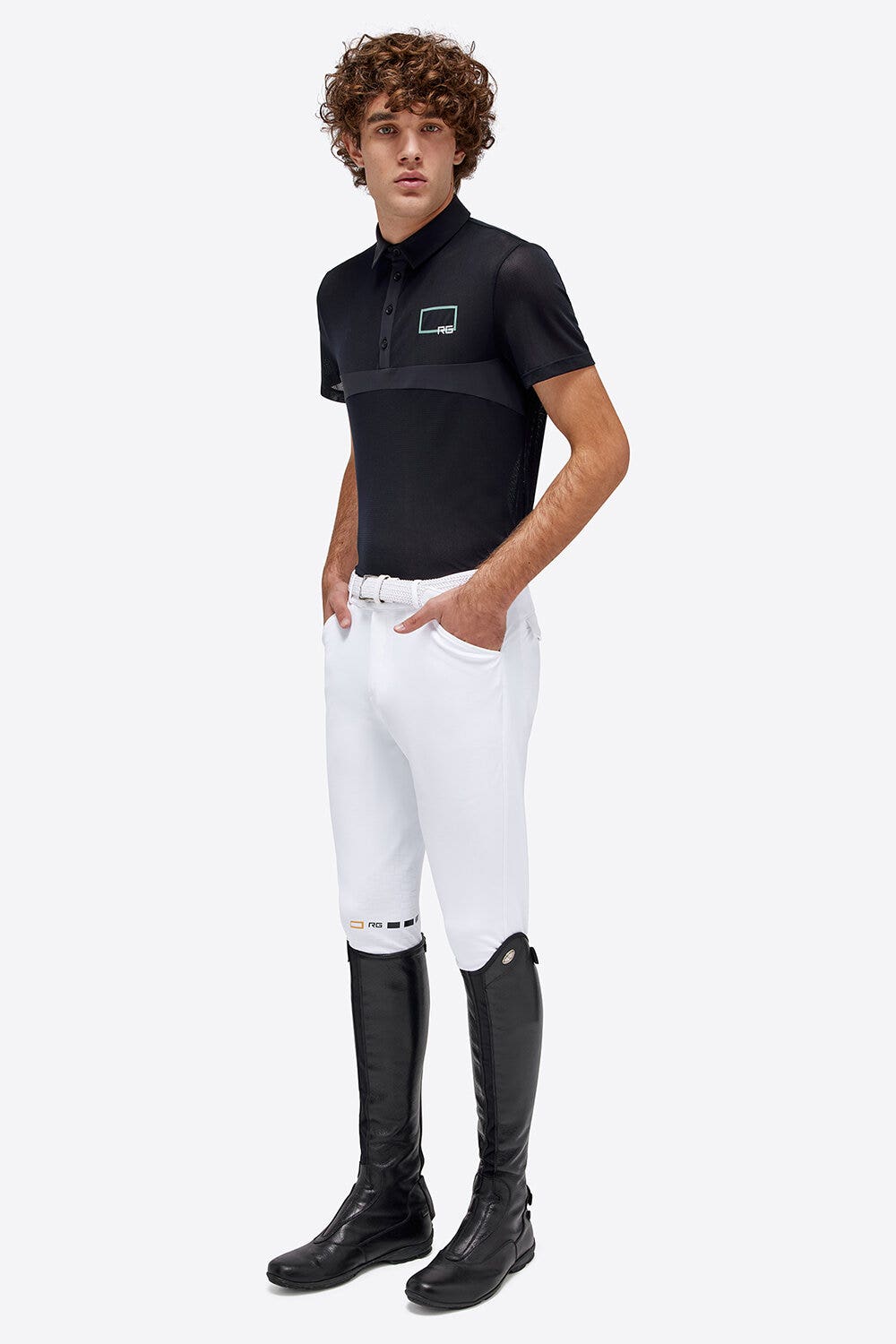 Rider's Gene Mesh S/S Button Training Polo NAVY-1