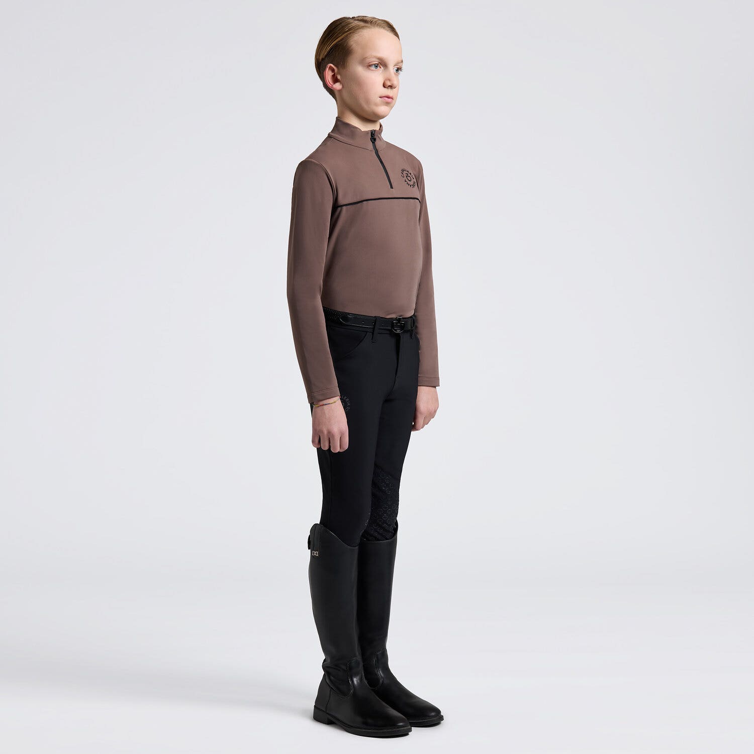 Cavalleria Toscana Cavalleria Toscana Boys’ Long Sleeve Training Polo WALNUT-1