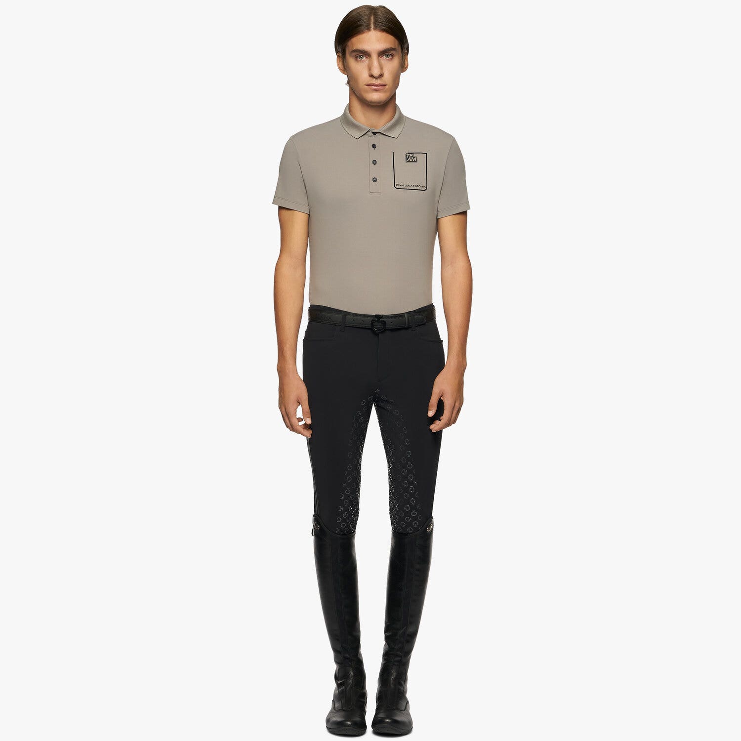 Cavalleria Toscana Men's piqué polo shirt MEDIUM GREY-1