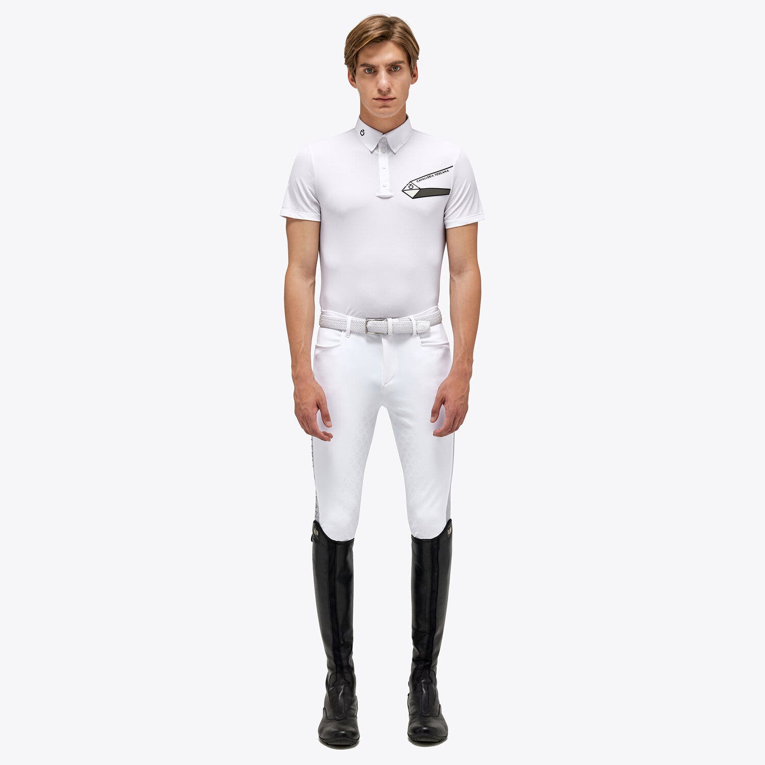 Cavalleria Toscana Lightweight  Piqué Competition Polo  For Man WHITE-1