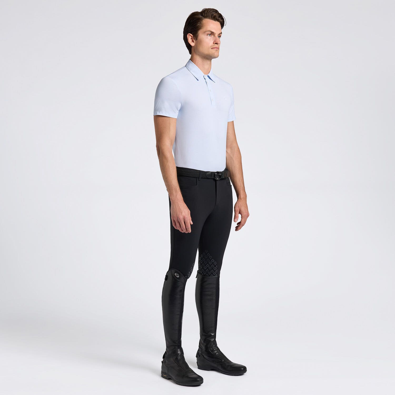 Cavalleria Toscana Cavalleria Toscana Men's Technical Training Polo OXFORD BLUE PRINT-1