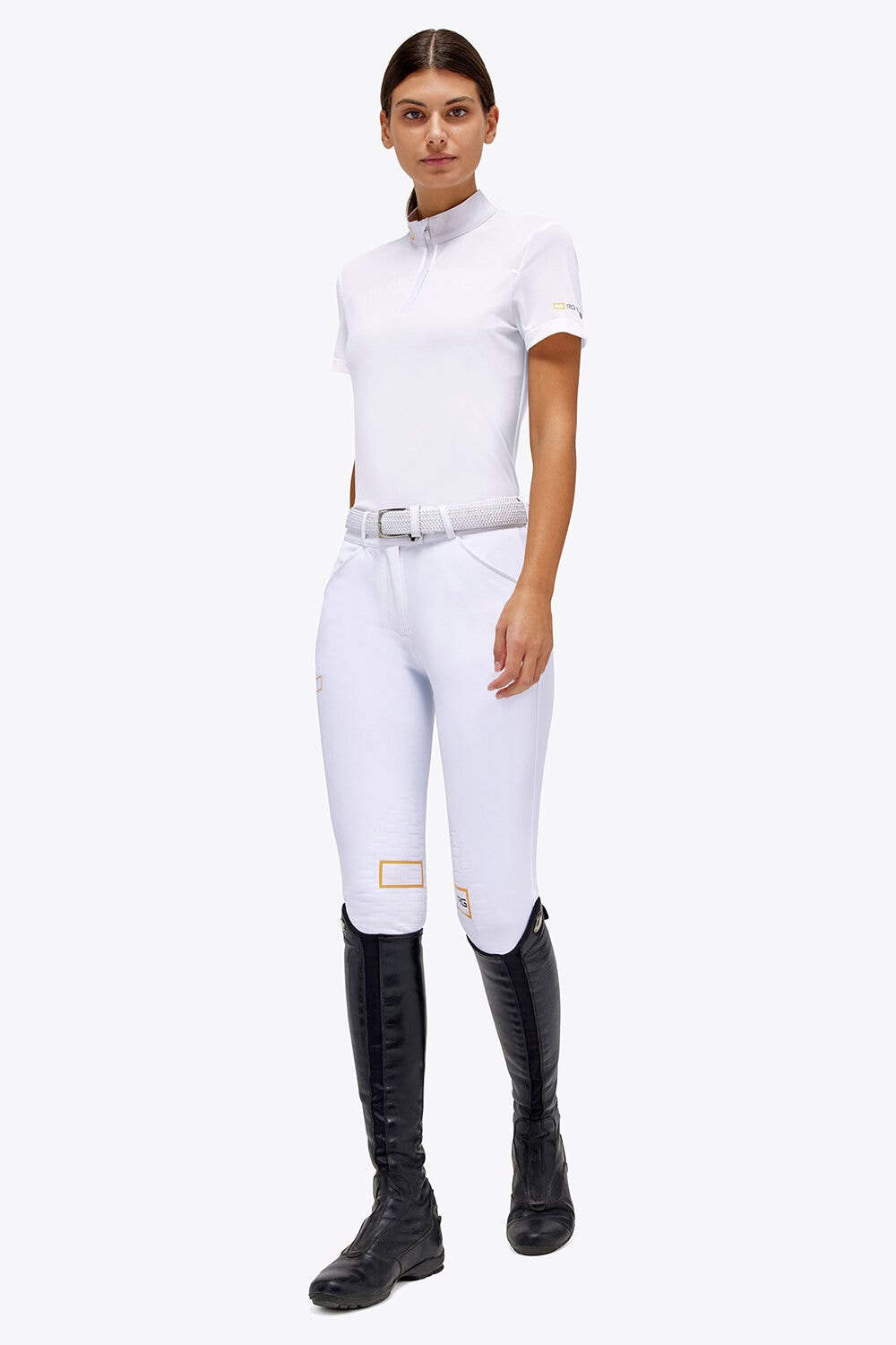 Rider's Gene Jersey/Mesh Insert S/S Zip Competition Polo WHITE-1