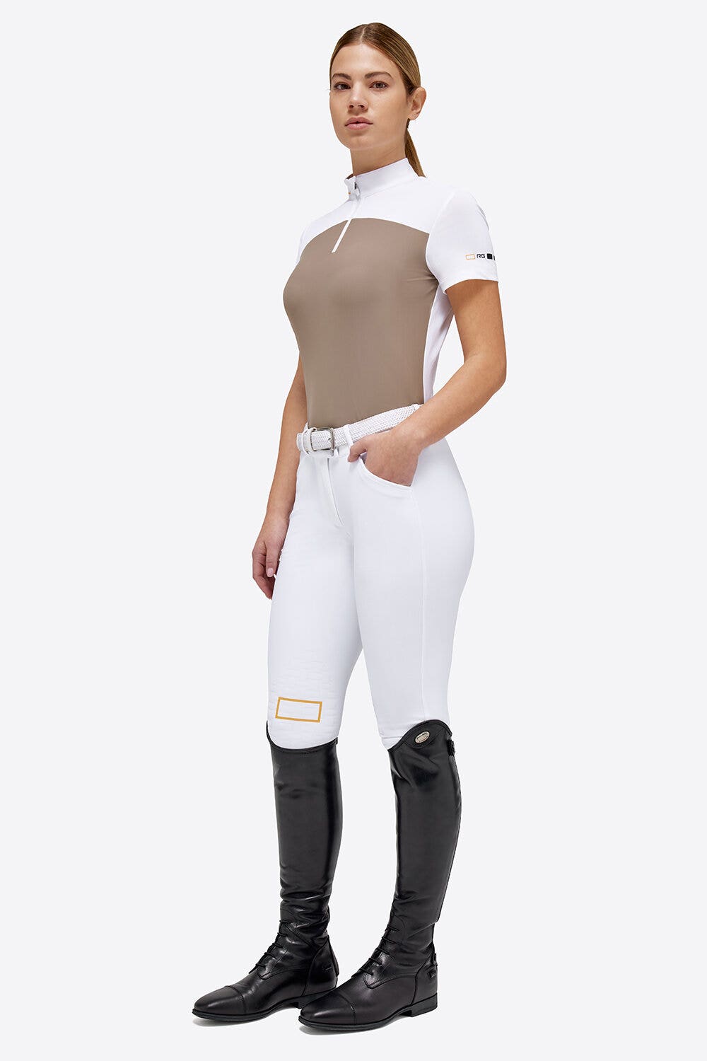 Rider's Gene Jersey/Mesh Insert S/S Zip Competition Polo 1005 HAZELNUT-1