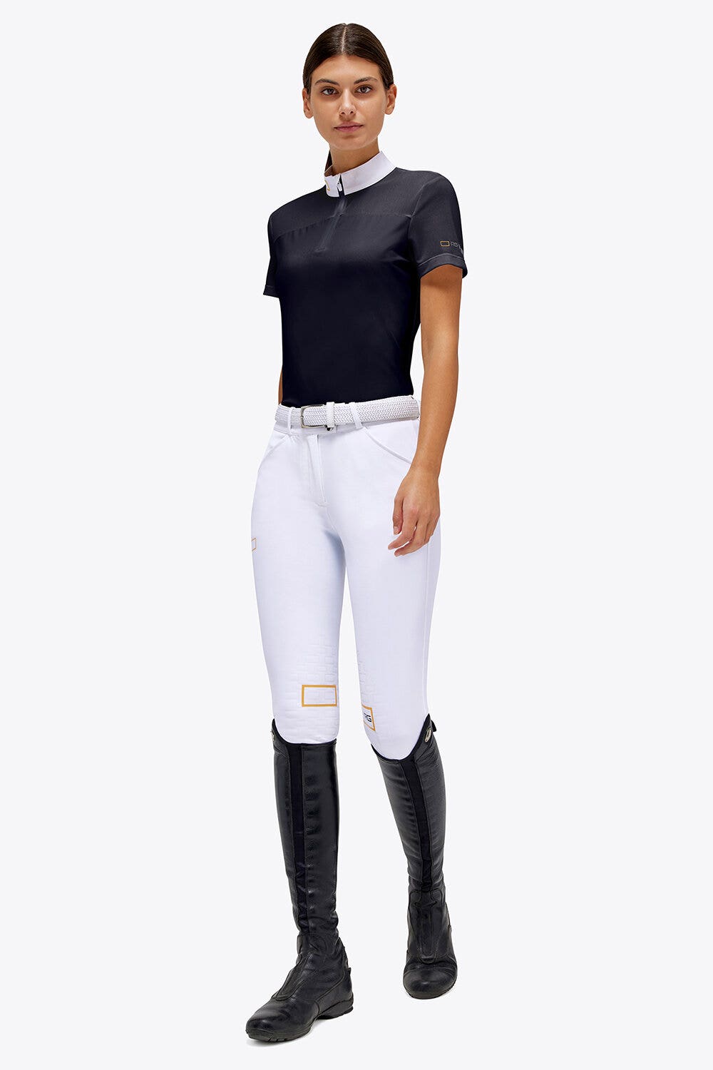 Rider's Gene Jersey/Mesh Insert S/S Zip Competition Polo NAVY-1