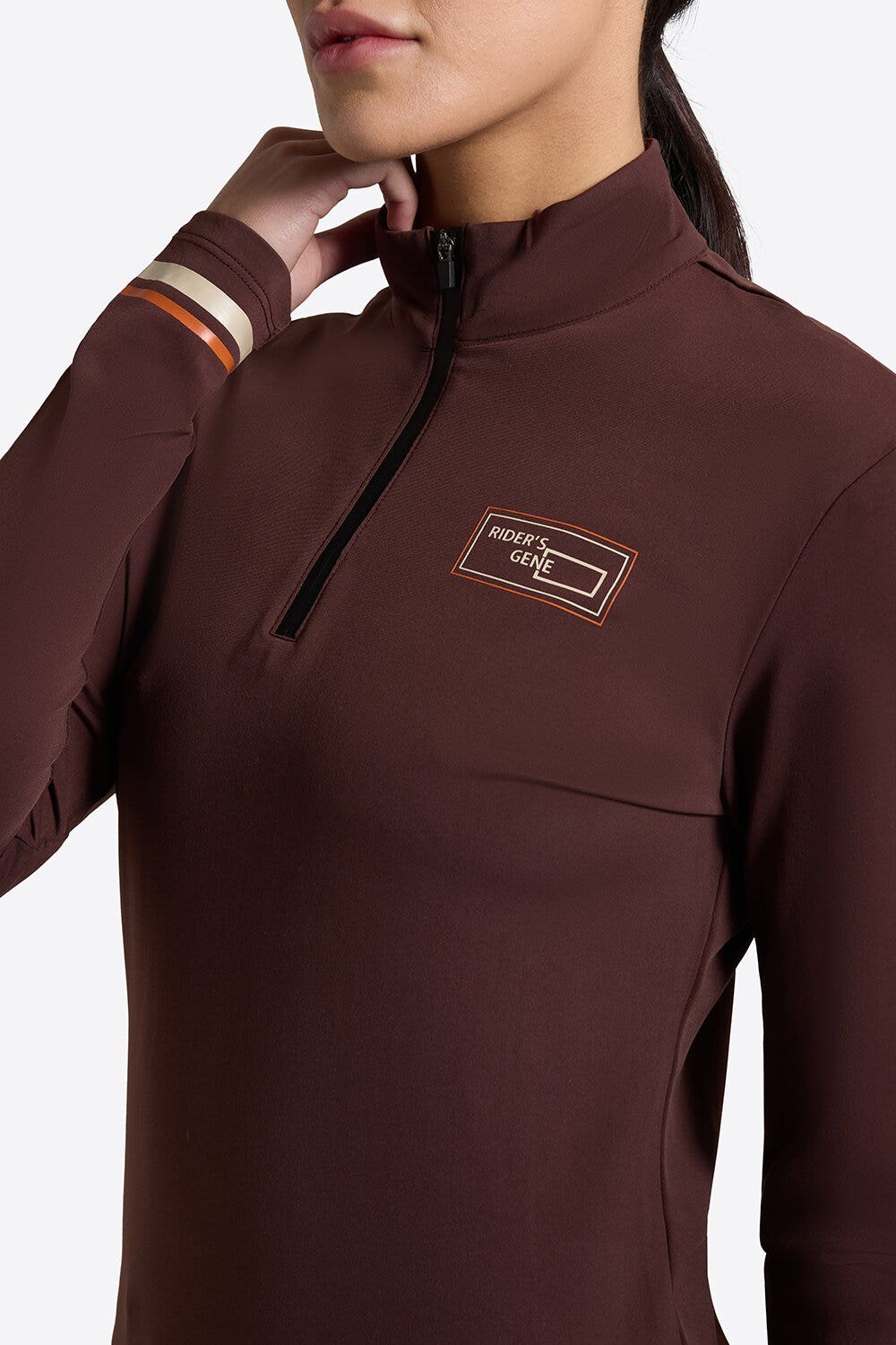 Rider's Gene Polo Tecnica Rider’s Gene da Donna in Jersey Termico Manica Lunga SHAVED CHOCOLATE-3